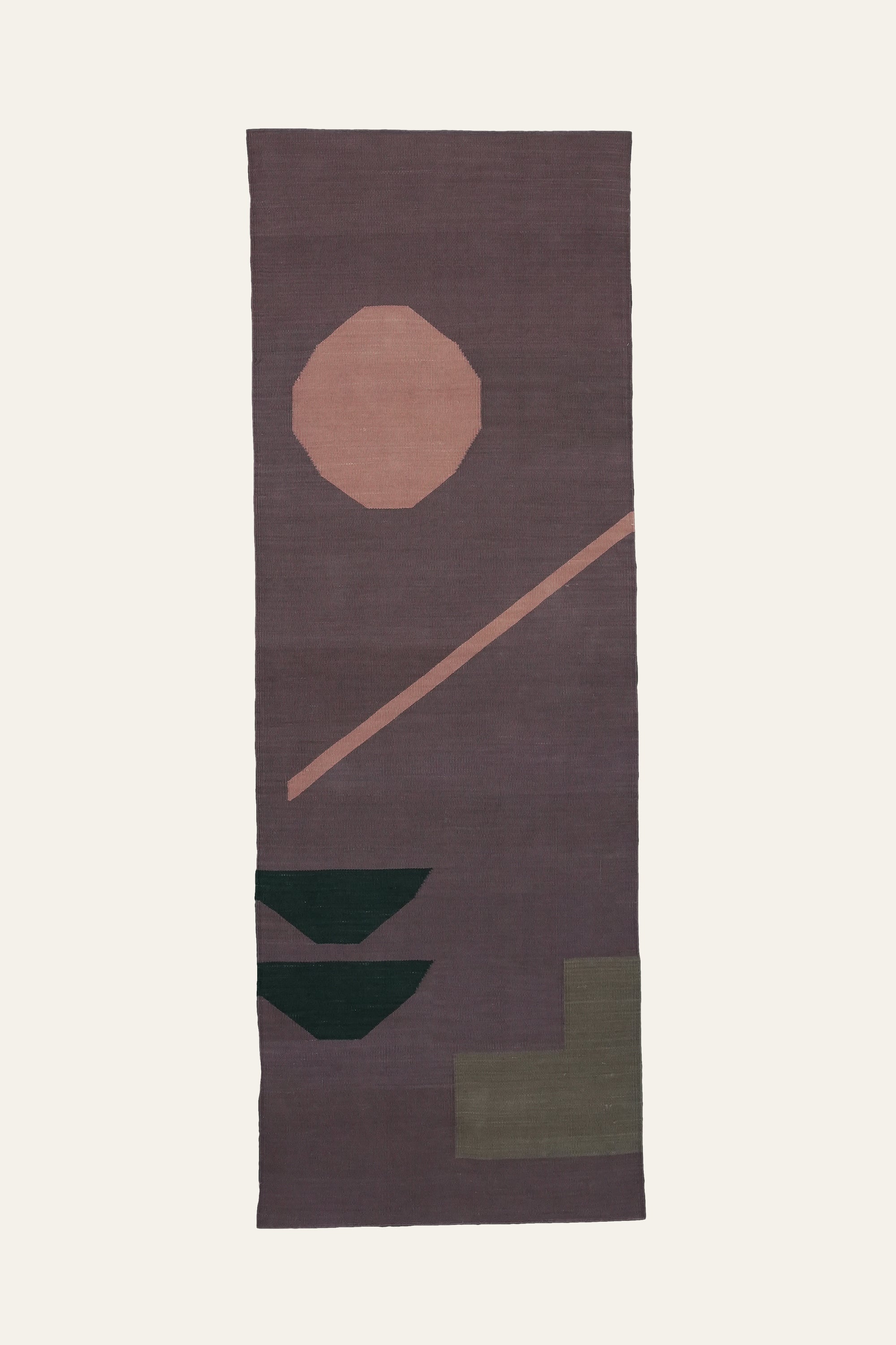 Plum Geometric Cotton Yoga Mat with White Fringe
