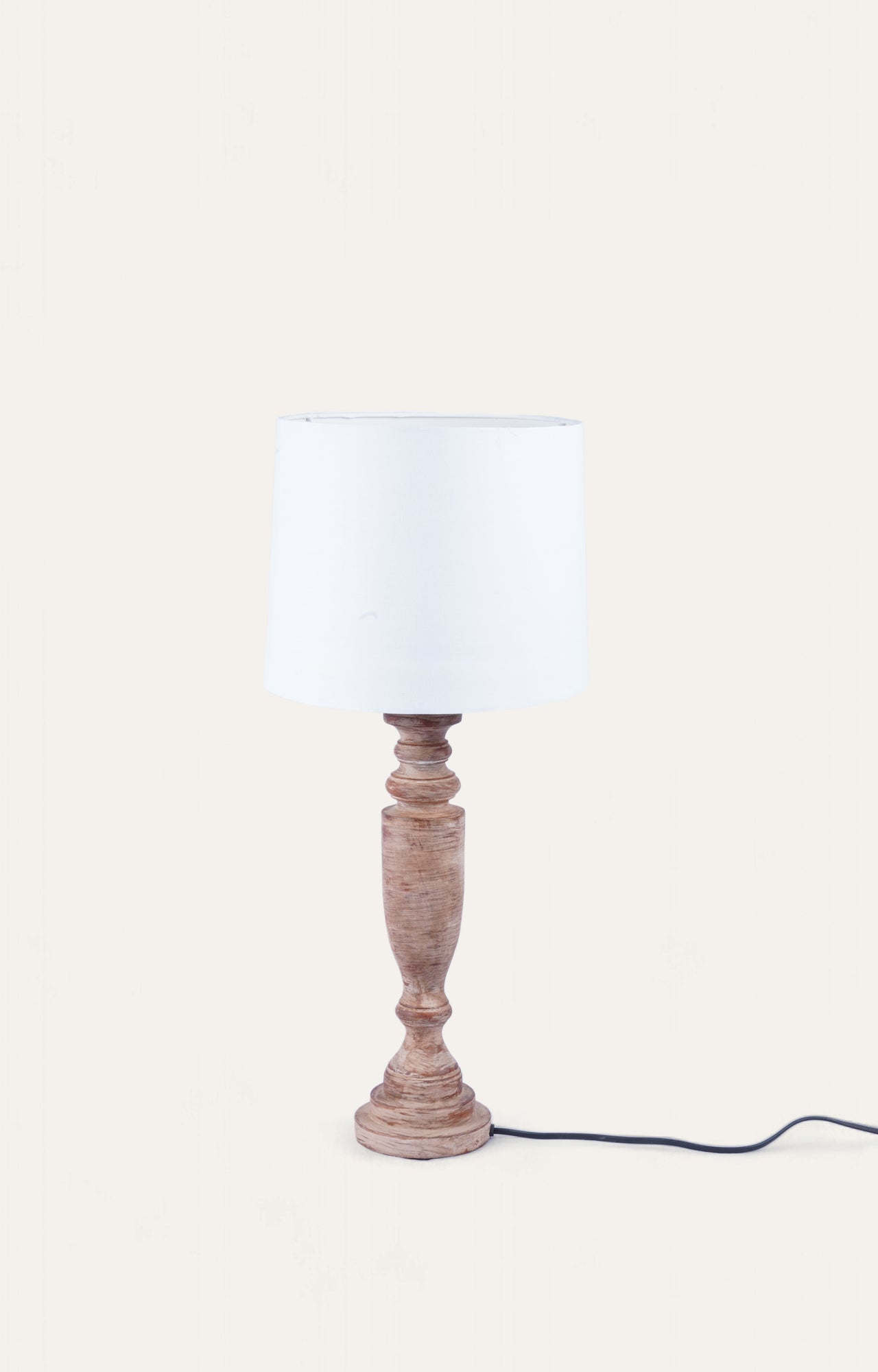 Pillar table lamp in wood