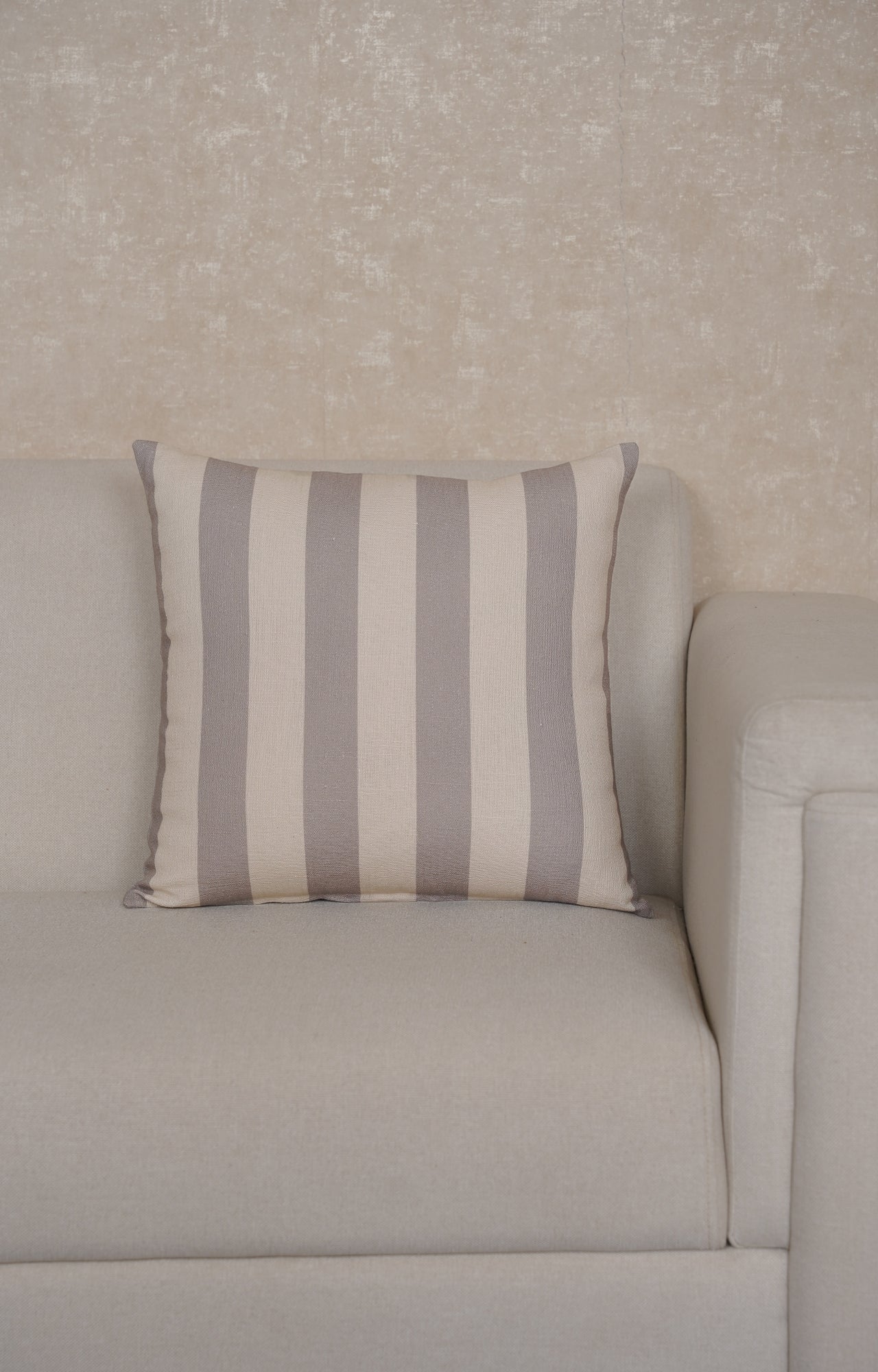 Mocha Stripe Cotton Cushion Cover