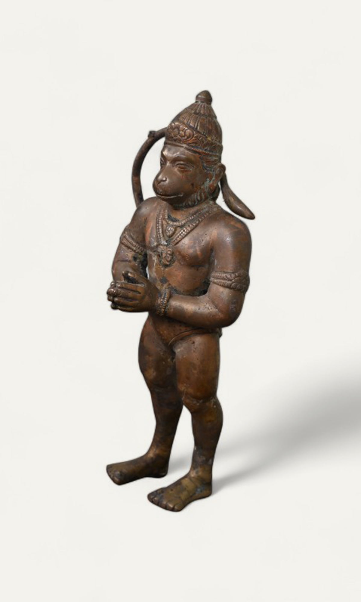 Vintage Brass Hanuman Statue - Carved Tribal Art