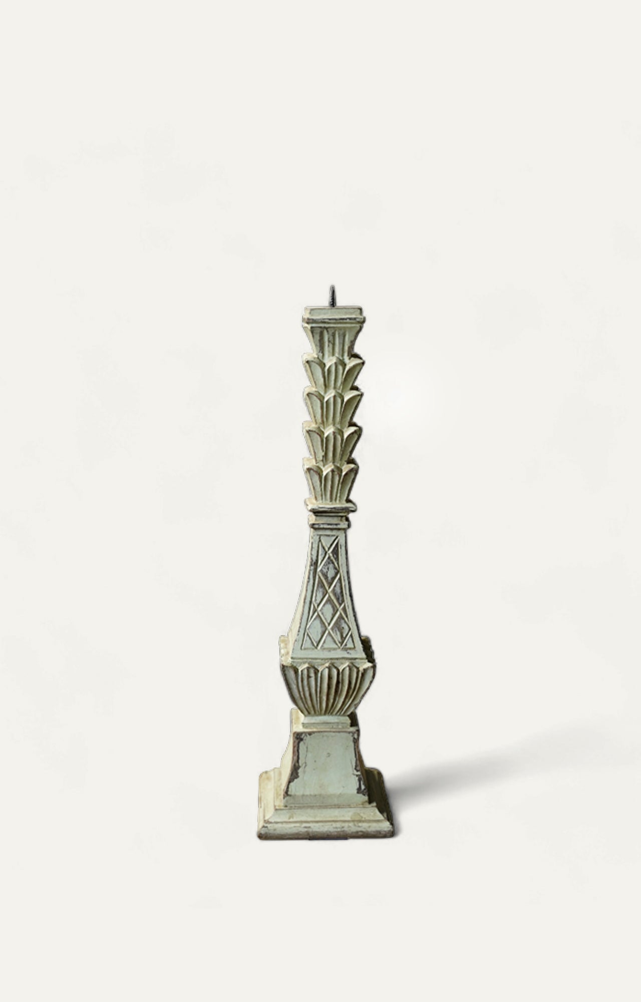 Traditional design Carved Wood Candle Stand