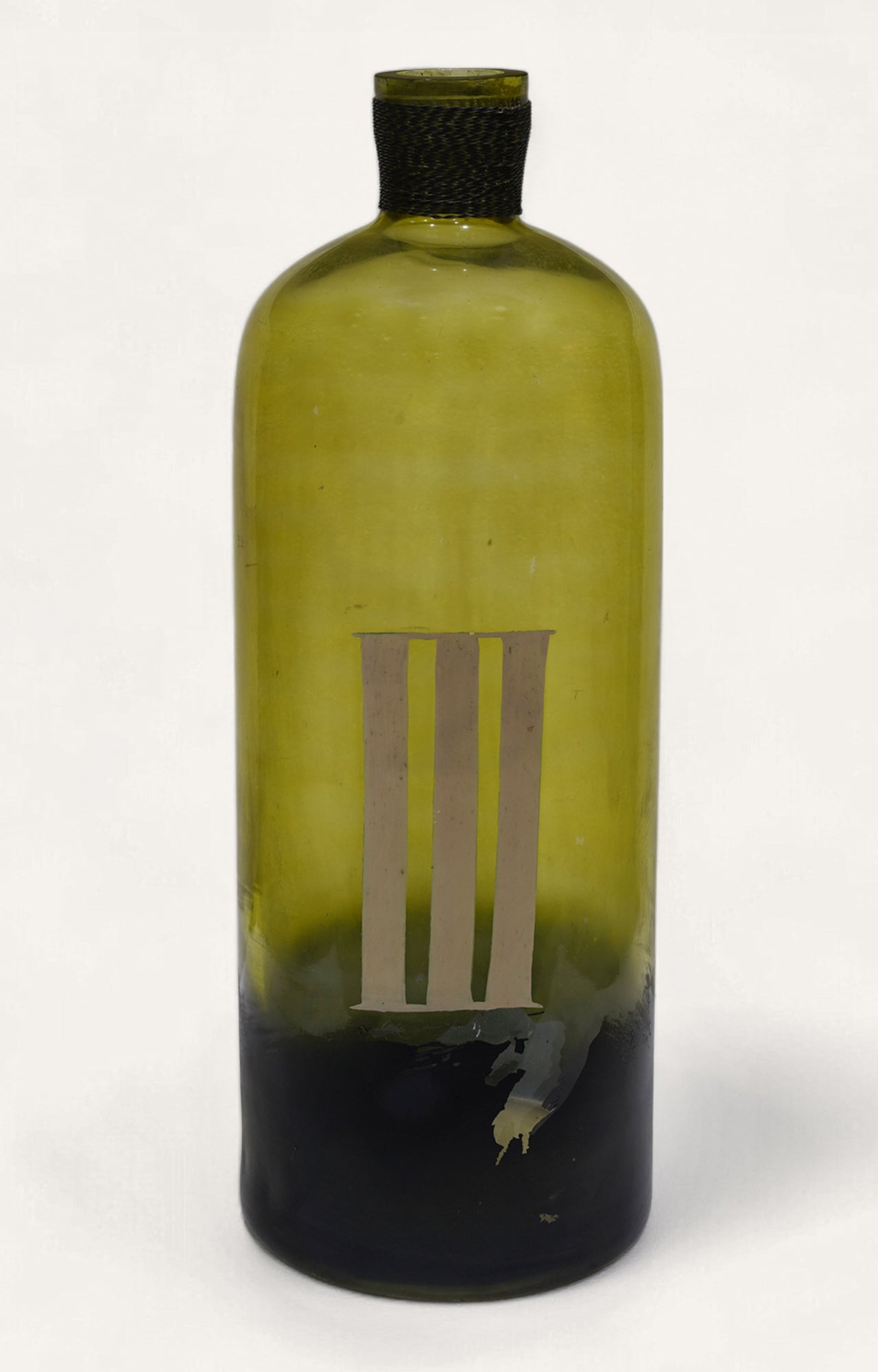 Olive Green Bottle-Design Glass Vase