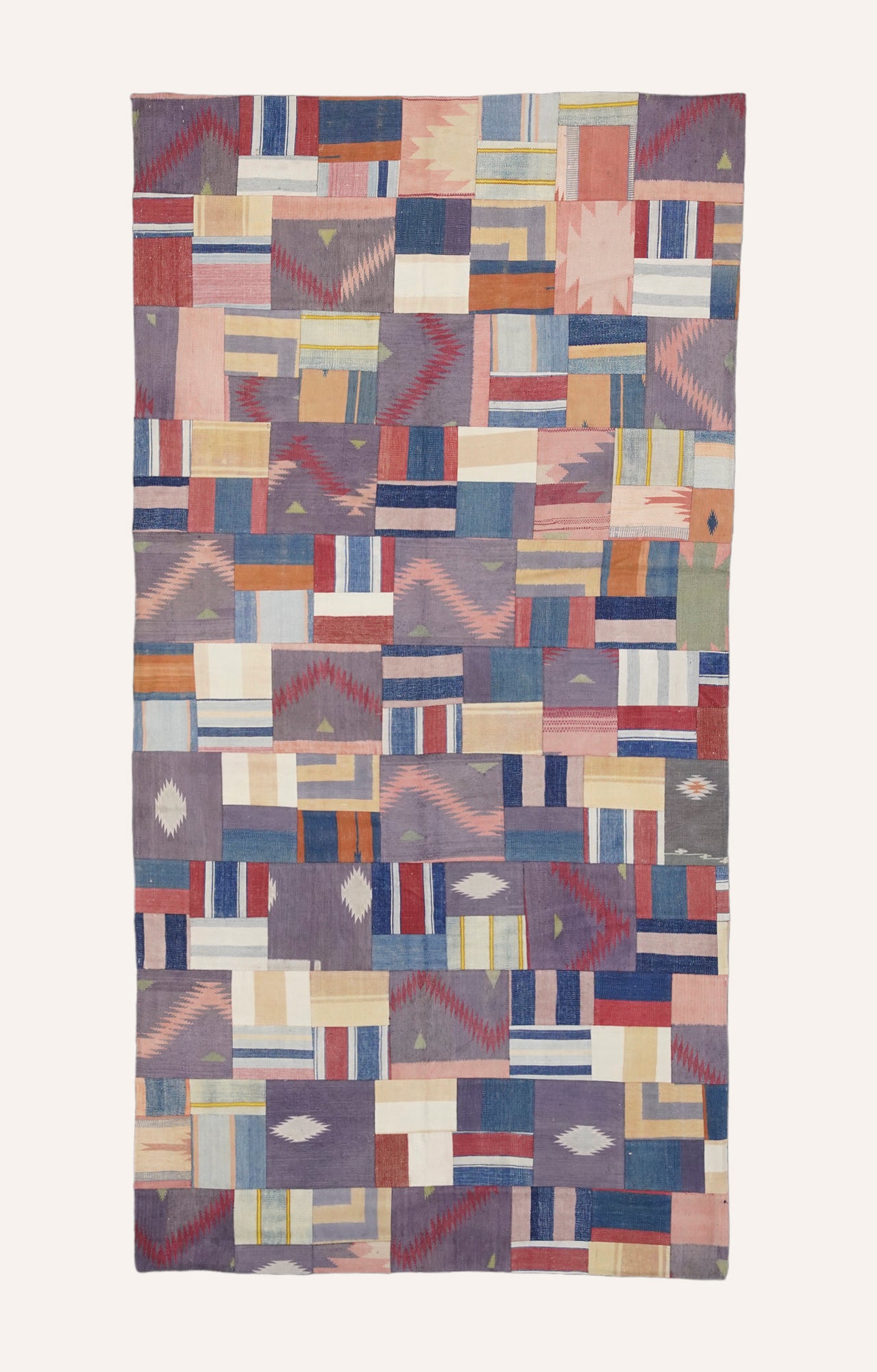 4 x 8 Ft Vibrant Geometric and traditional motifs Patchwork Cotton Rug