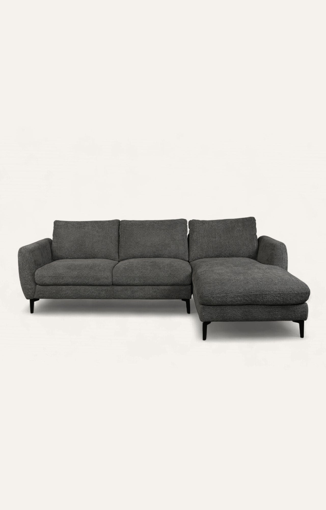 Modern Charcoal Bouclé Right Sectional Sofa