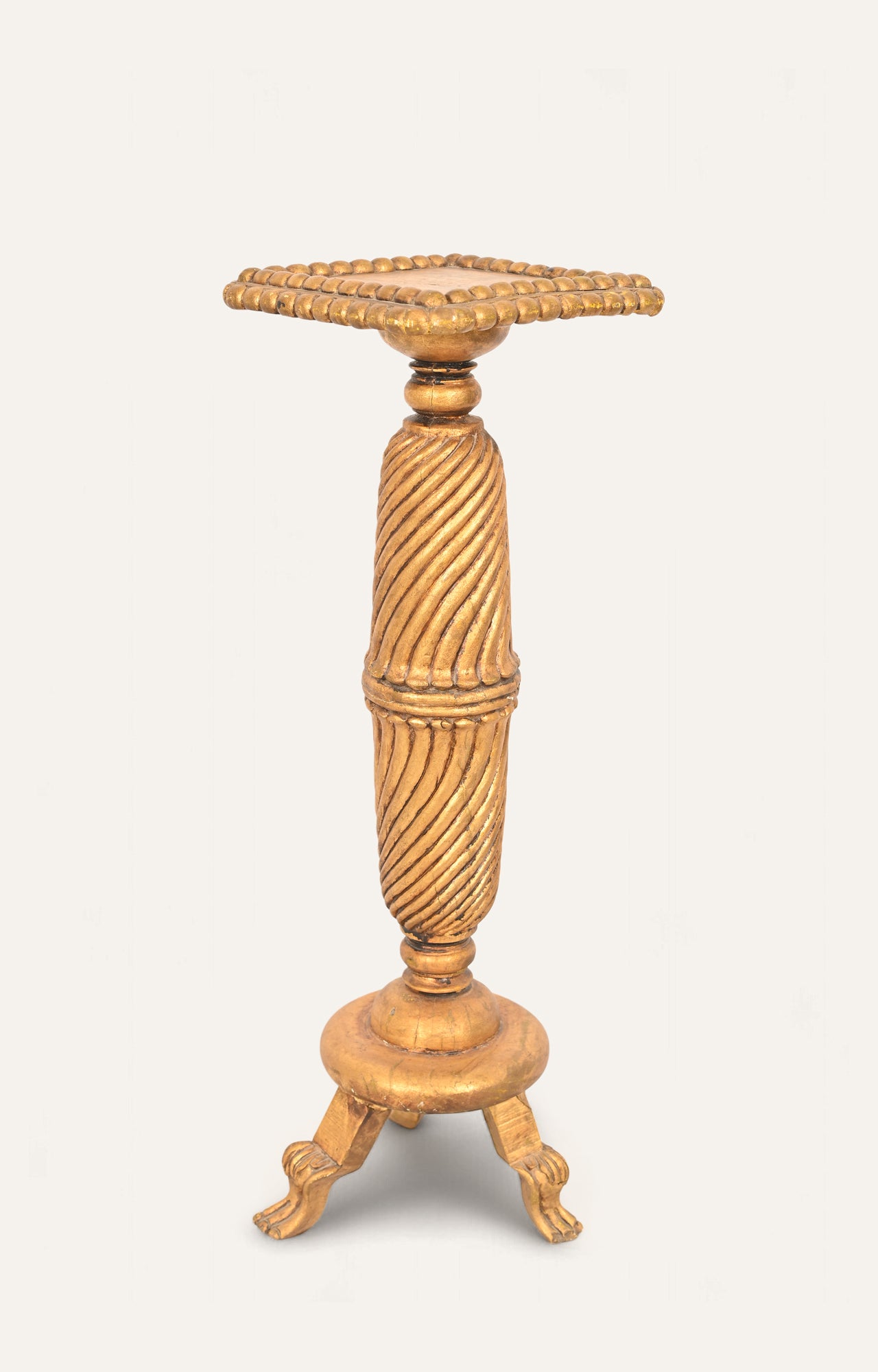 Gilded Three-Legged Pedestal with Square Top