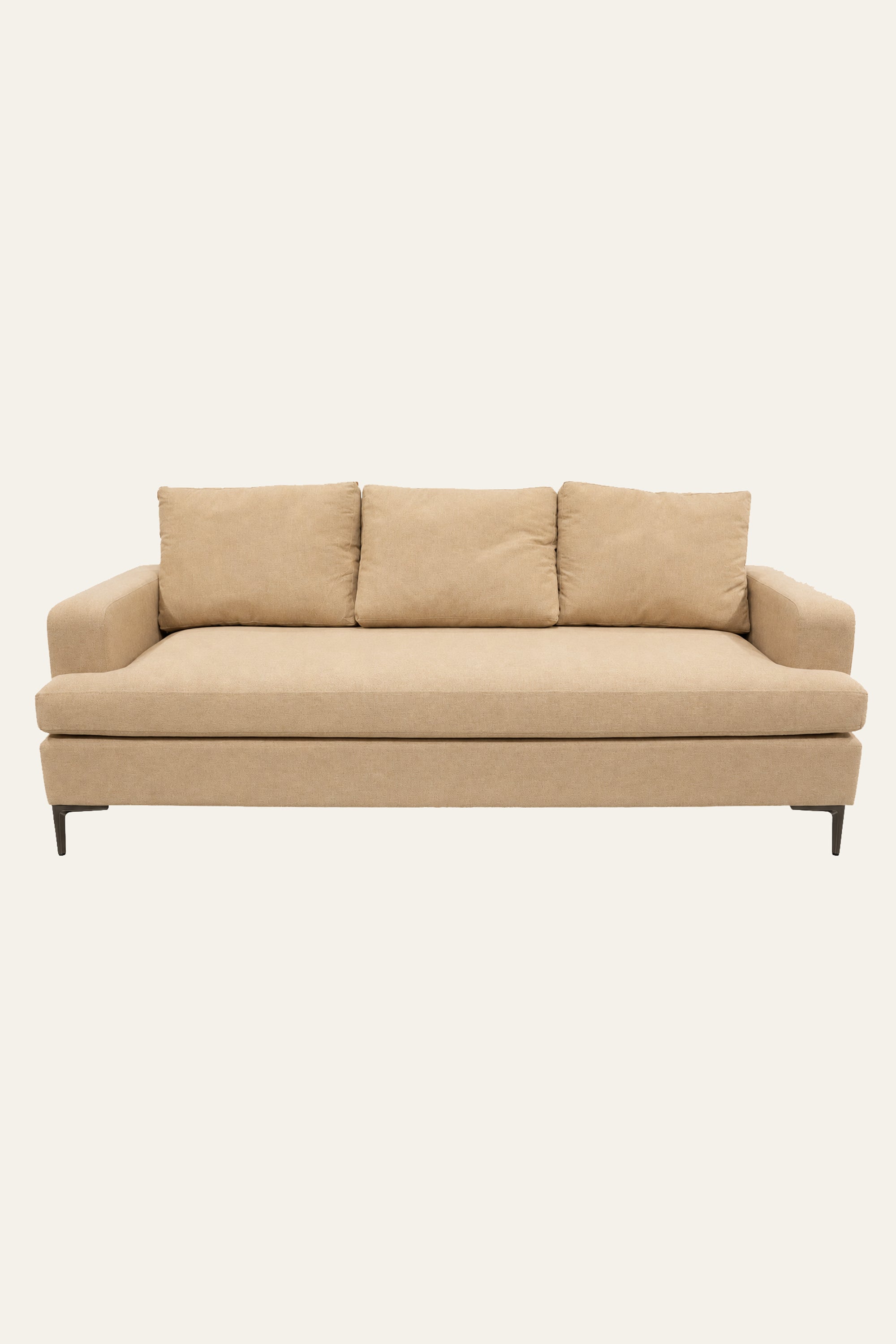 Beige Square Arm 3-Seater Sofa for Modern Homes
