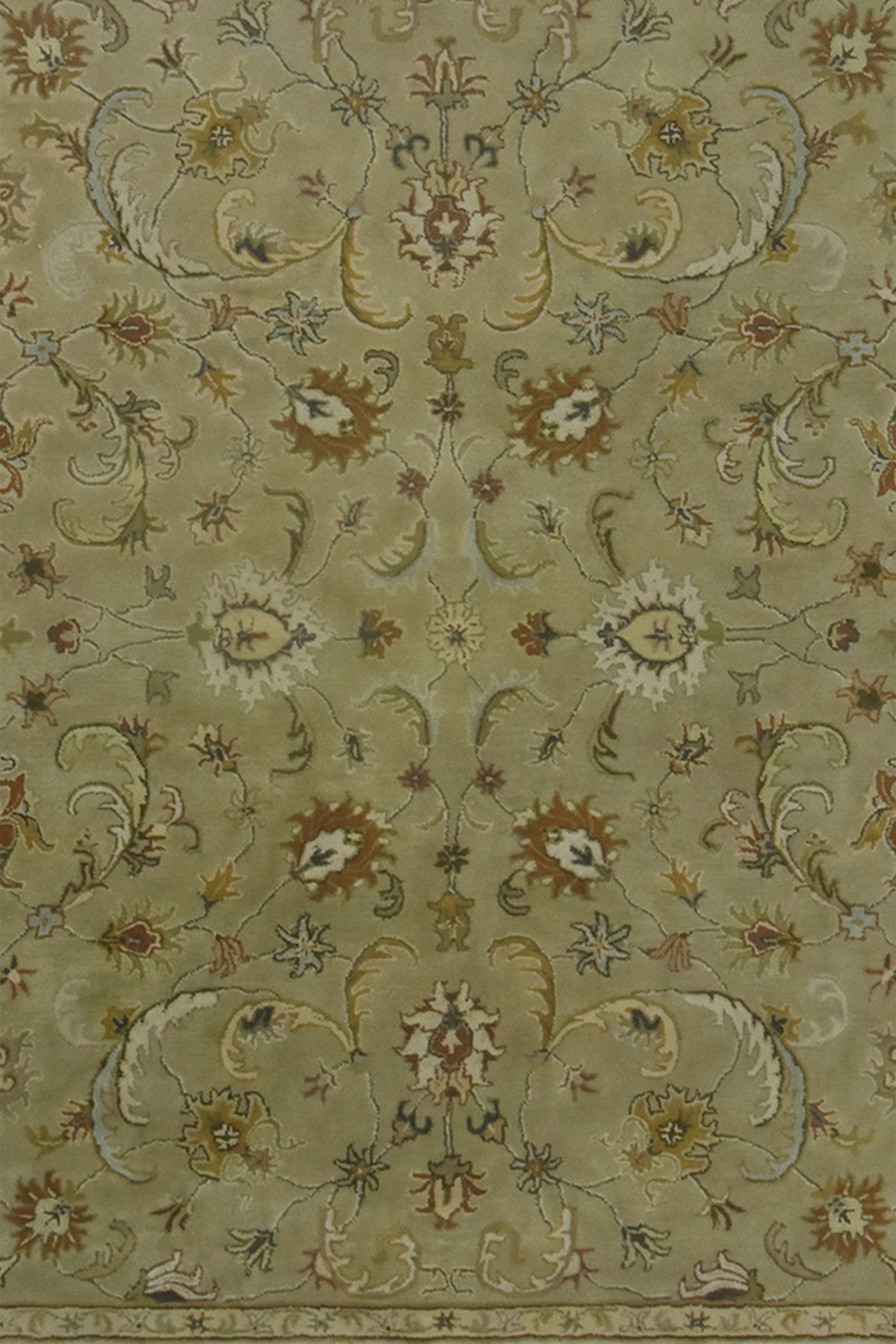8x10 Ft. Sage Beige Floral Wool Area Carpet for Living Room