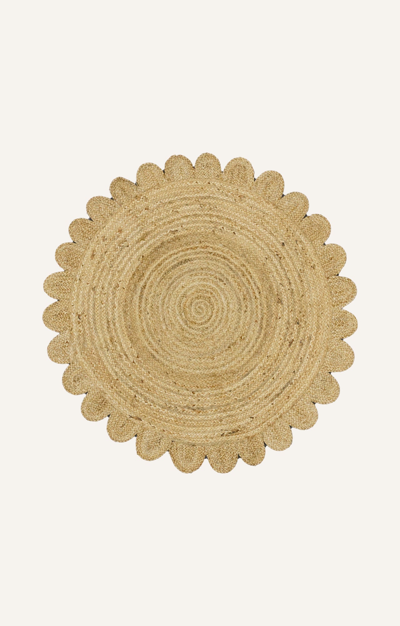 4 x 4 Ft Scalloped Round Handmade Jute Rug