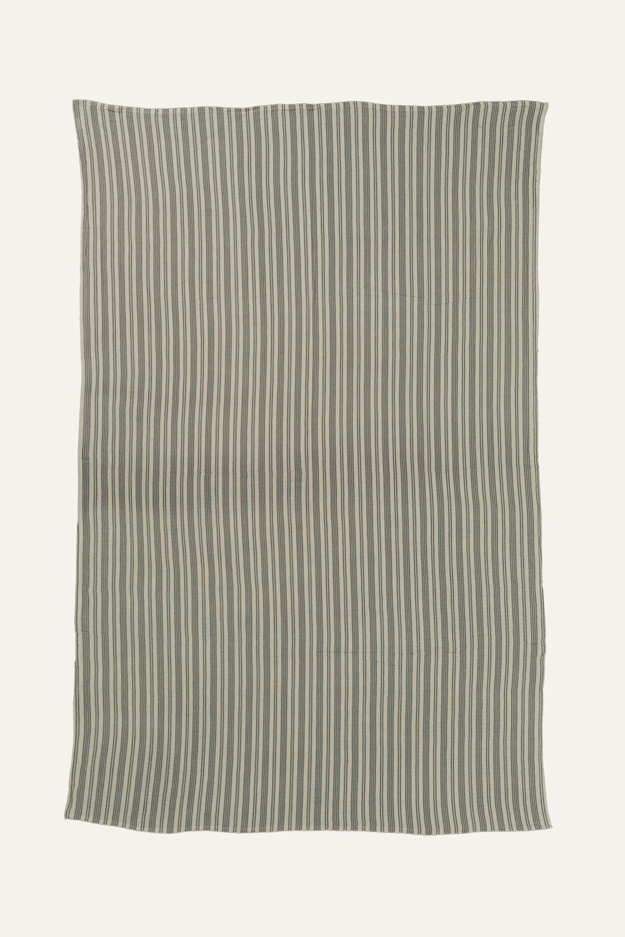 Striped Cotton Throw in Ecru & Charcoal