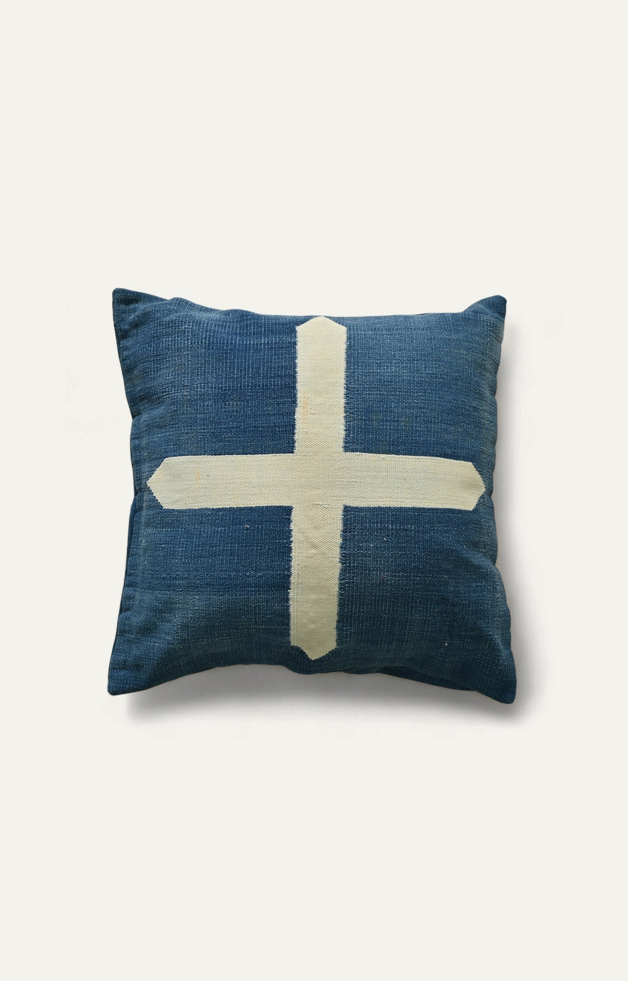 Indigo Blue-Beige Handwoven Cushion Cover