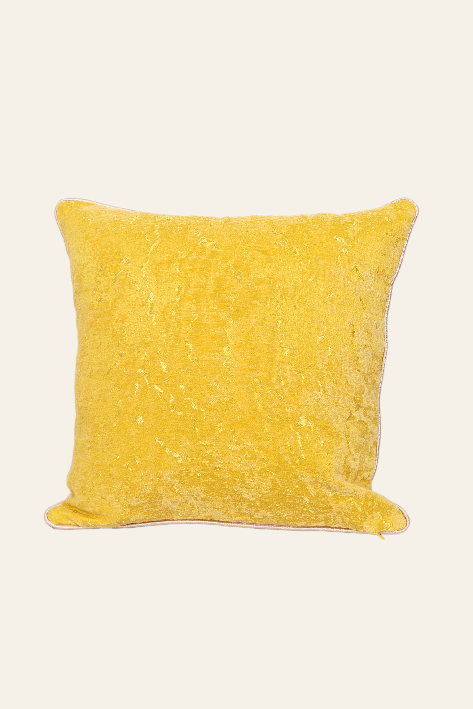 Yellow  Textured Throw Cushion for Living Room