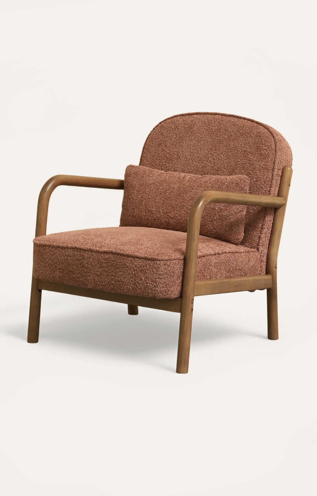 Mid-Century Bouclé Armchair in Rose Brown