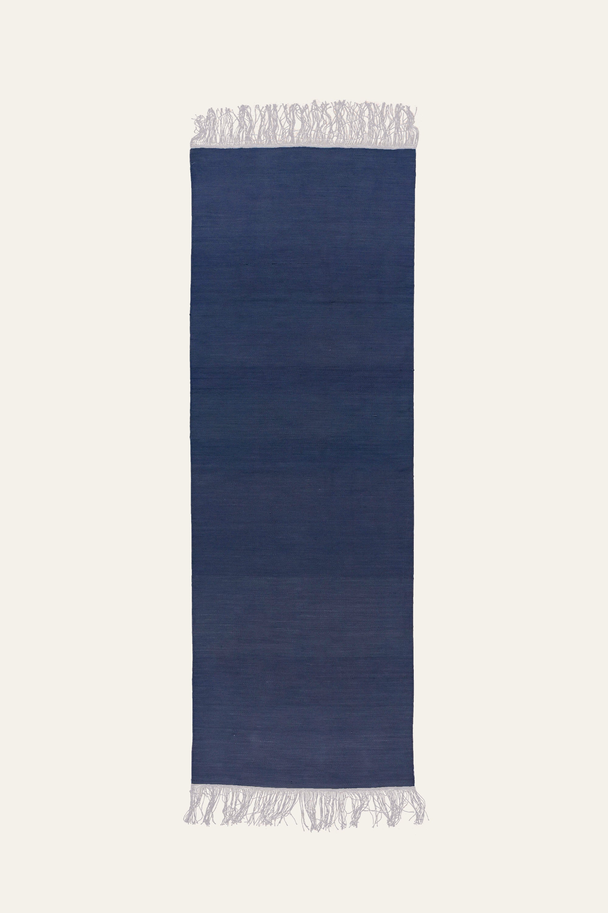 Steel Blue Washable Cotton Yoga Mat with White Fringe