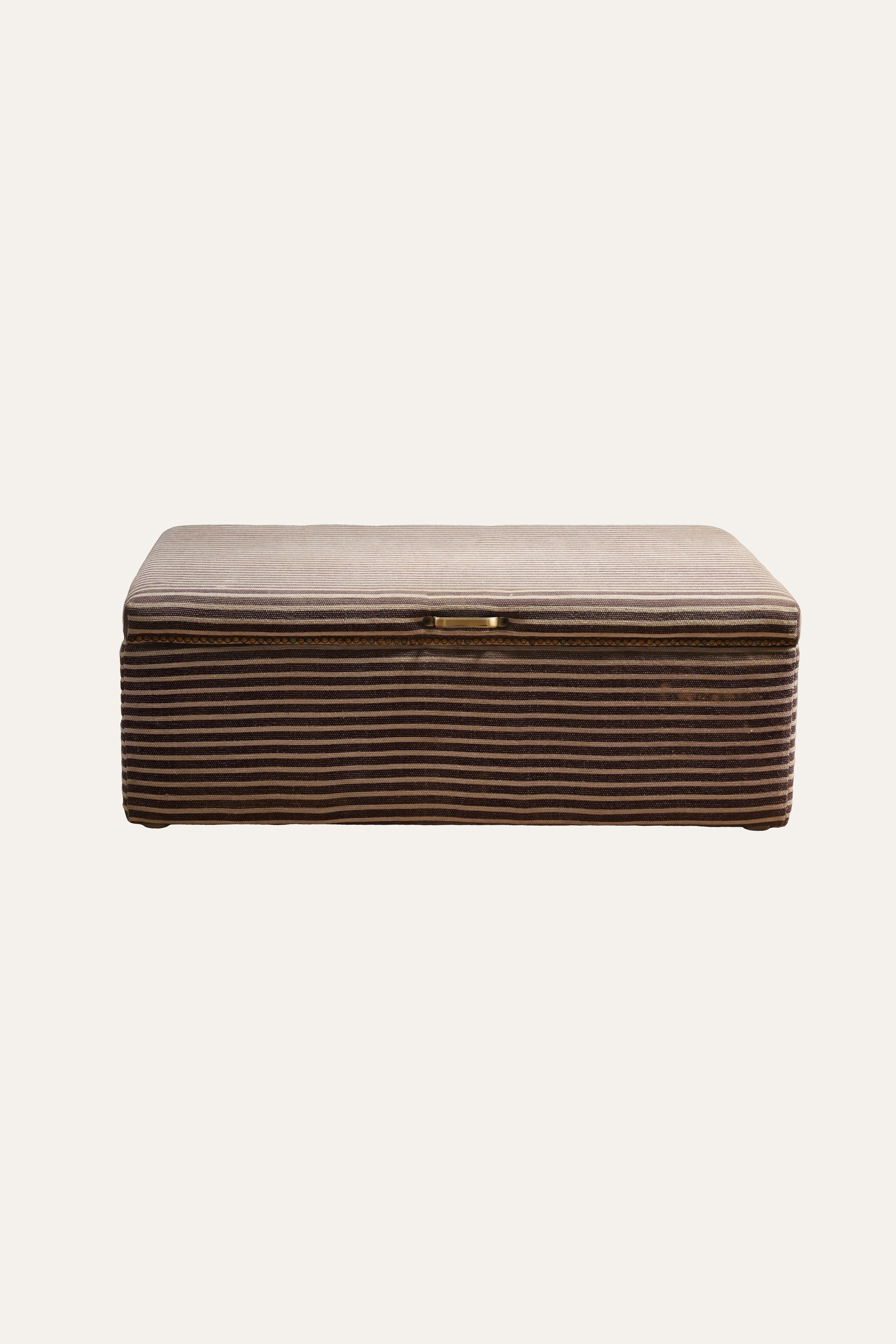 Striped Woven Dhurrie Storage Trunk For Living Room