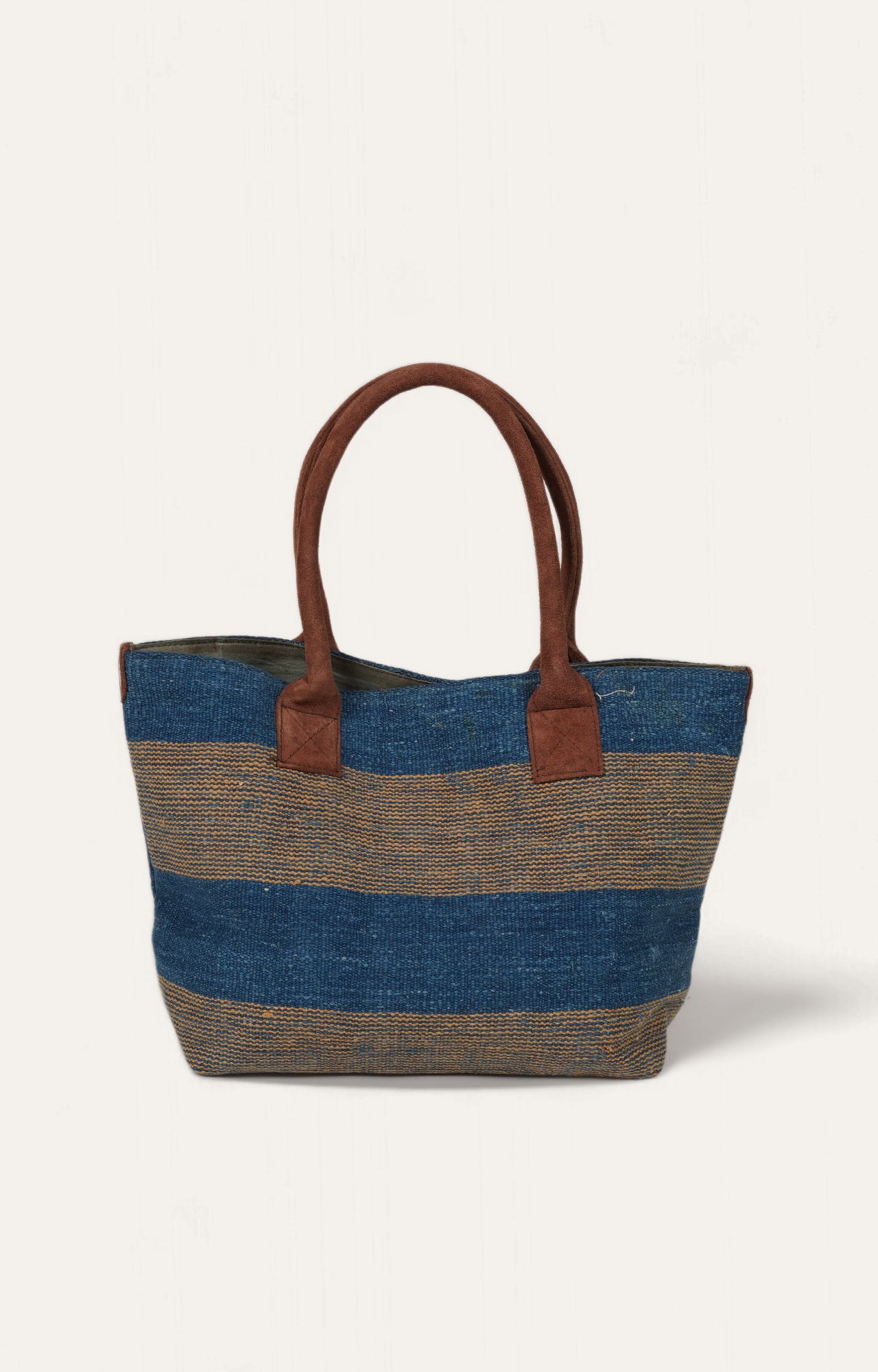 Blue Striped Cotton Tote Bag