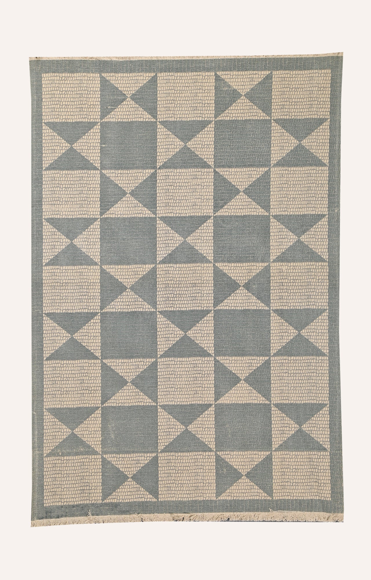 Handwoven Block Printed Argyle Geometric Area Rug