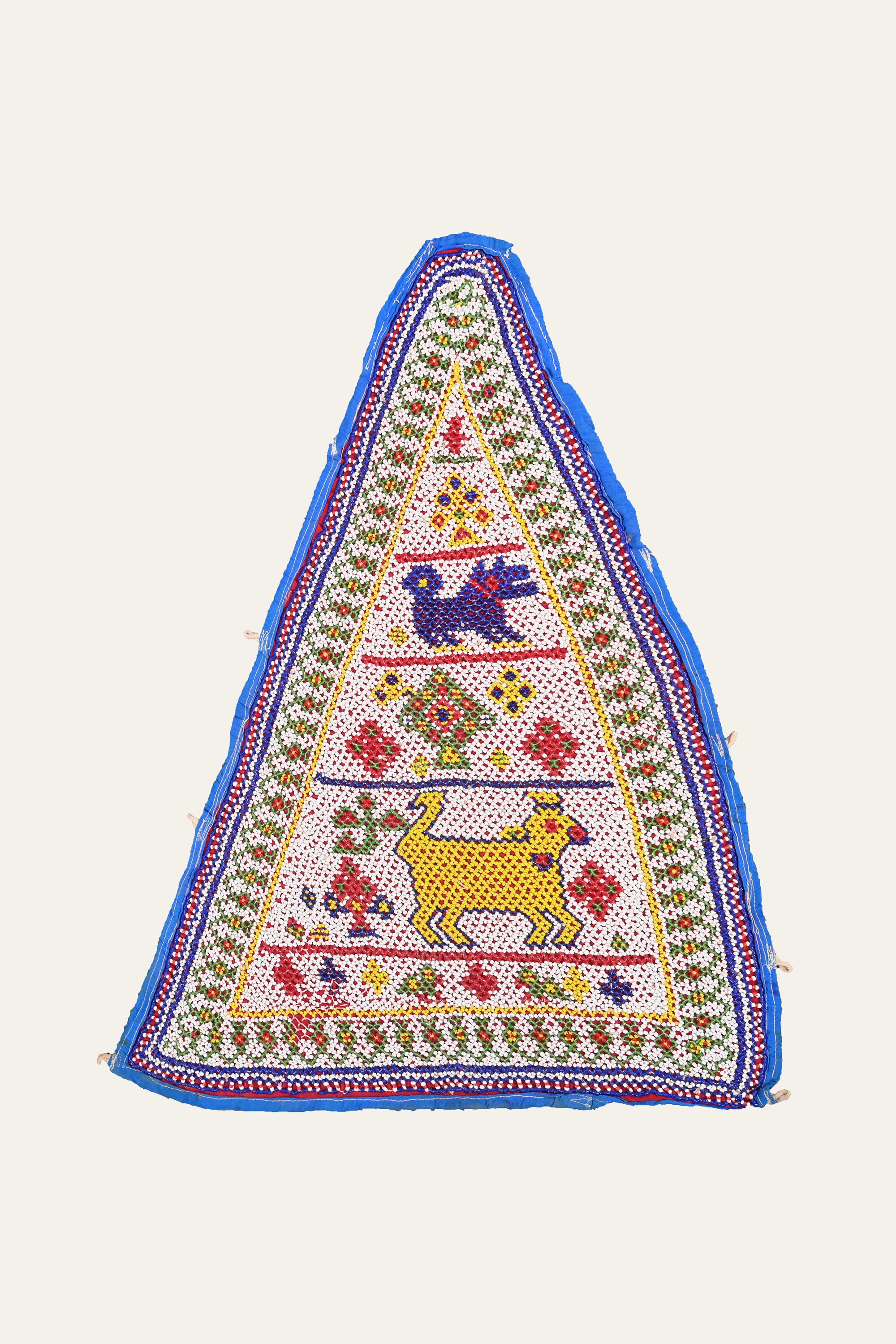 Gujarati Beaded Animal & Floral Textile Wall Art