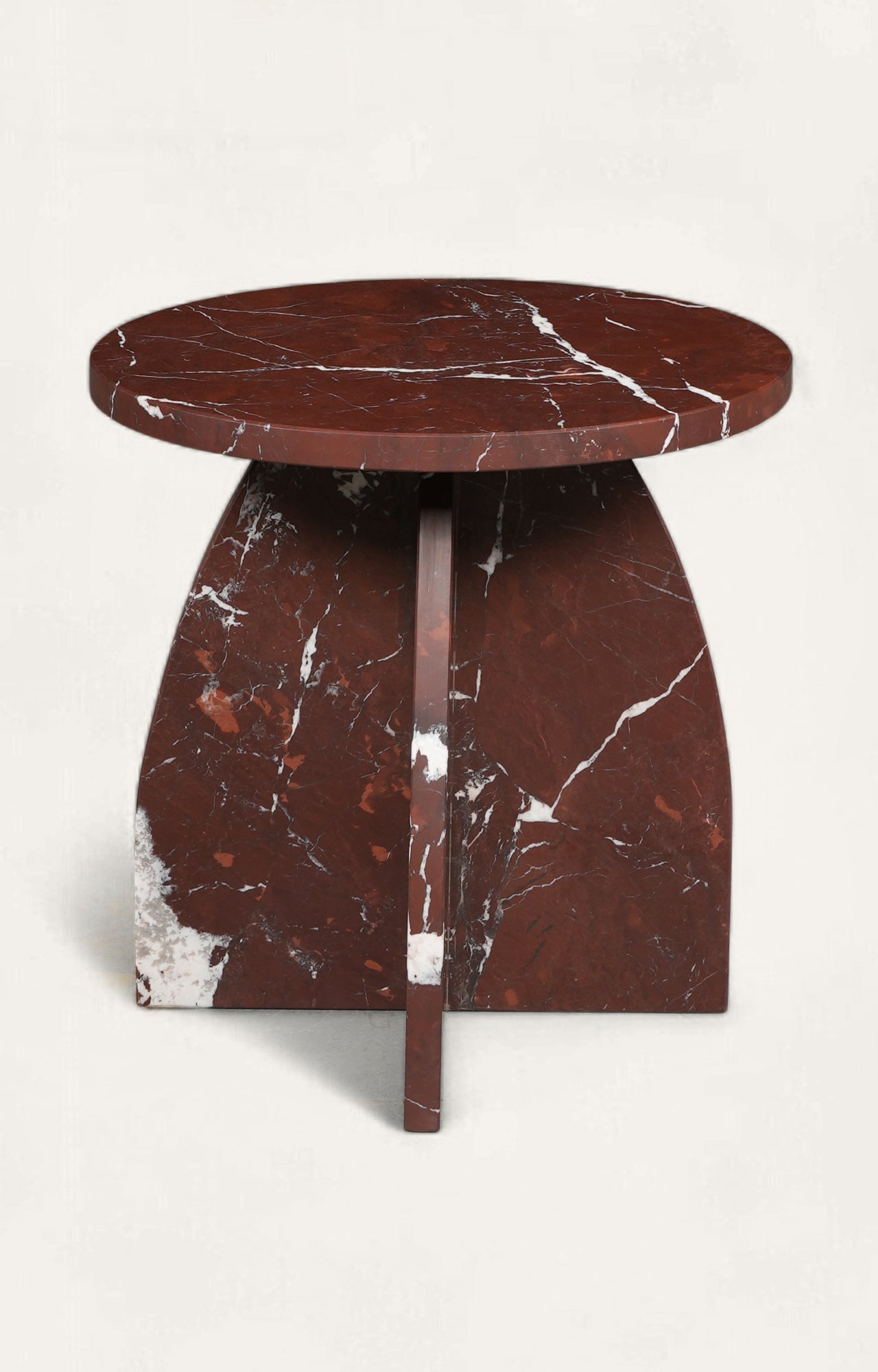 Sculptural Red Marble Accent Table