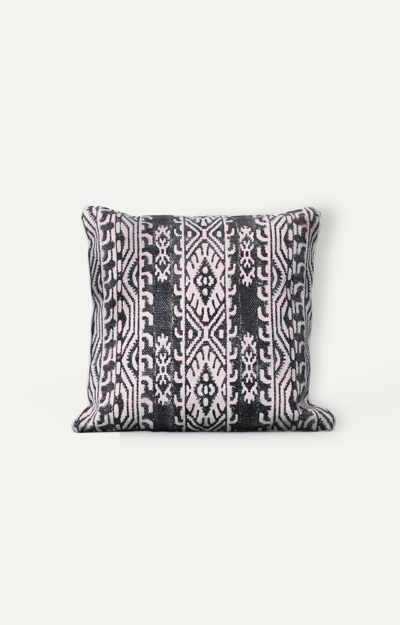 Black Tribal Distorted Print Cotton Cushion Cover