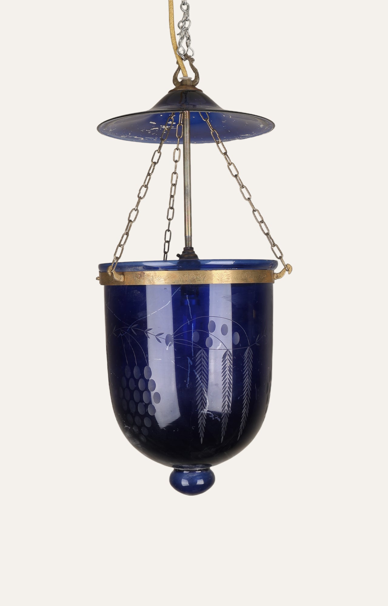 Cobalt blue bell jar lantern