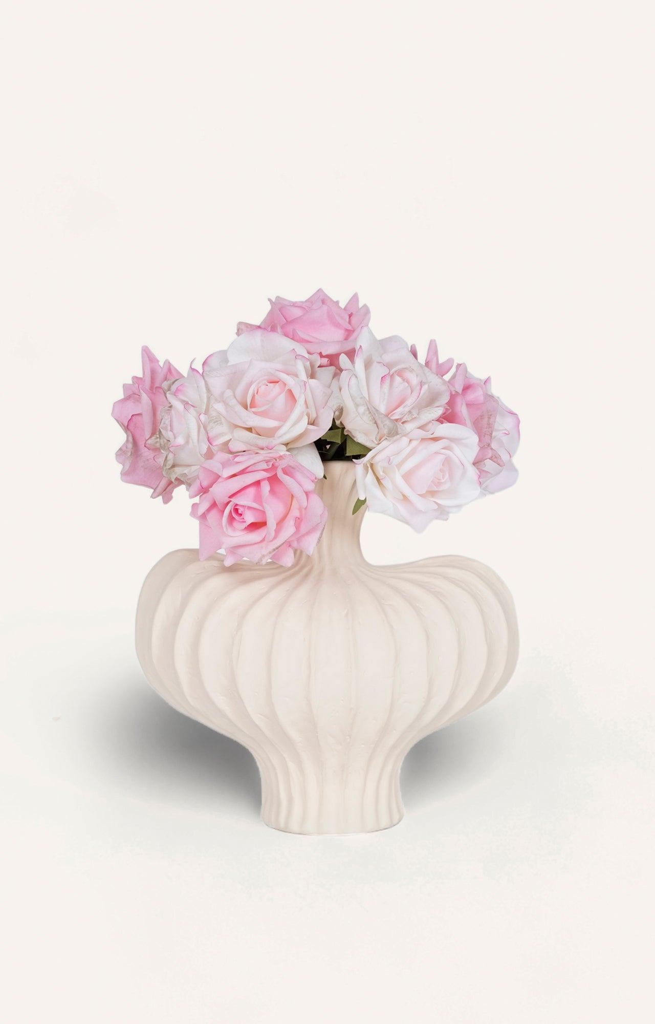 Off - White Ceramic Vase with Swirl Design