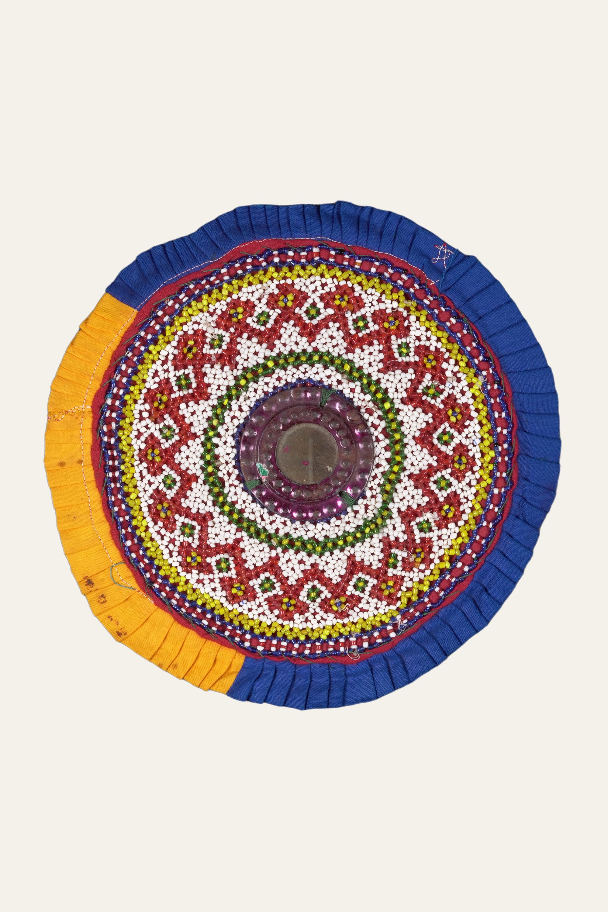 Antique Blue Border Gujarati Pearl Bead Wall Art