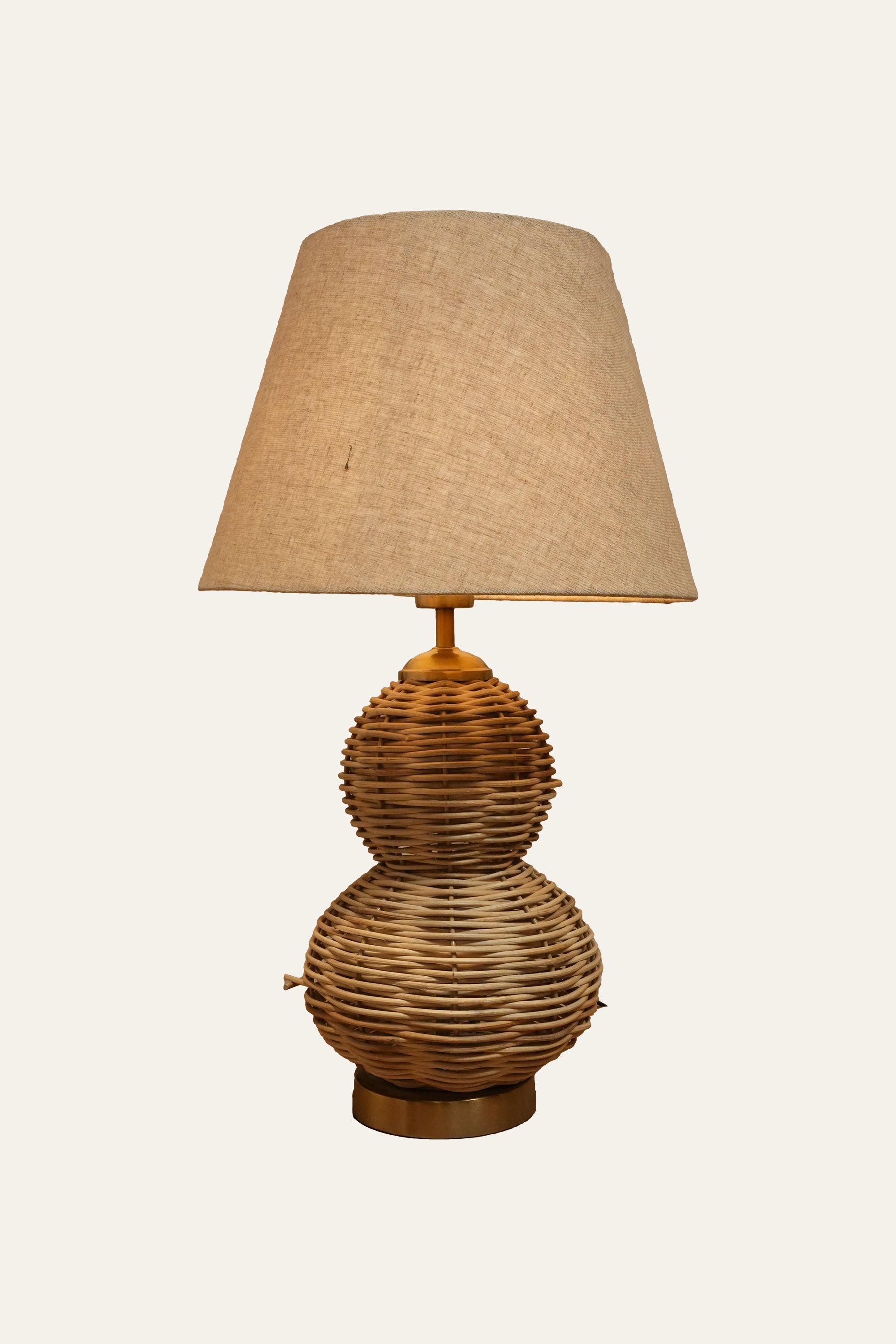 Woven Cane Double-Gourd Table Lamp
