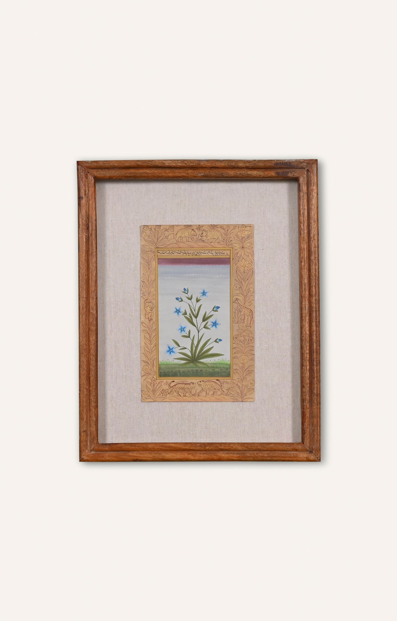 Floral Handmade Mughal Botanical Miniature Watercolor Indian Art Painting