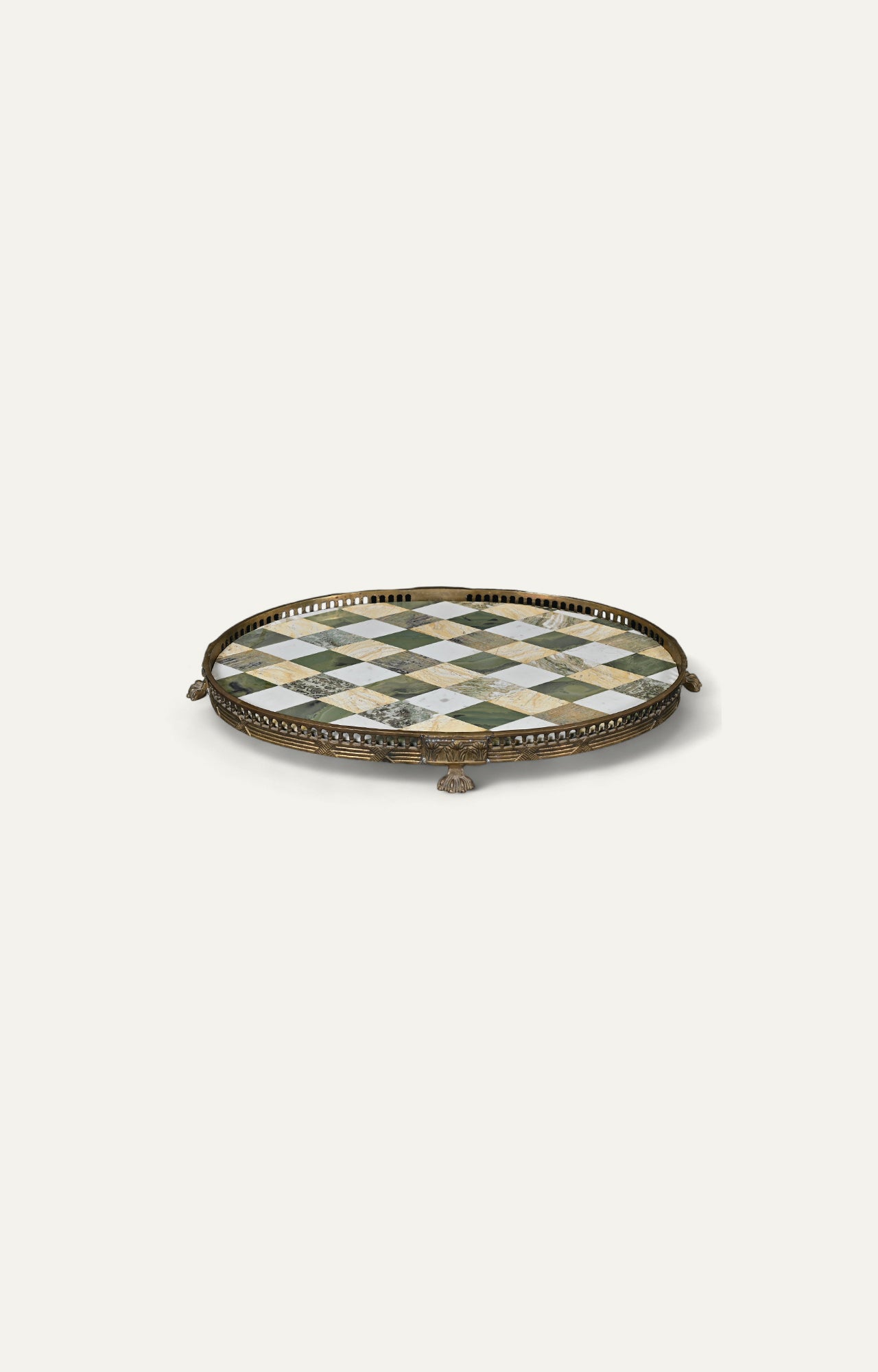 Brass Tray With Marble Inlay