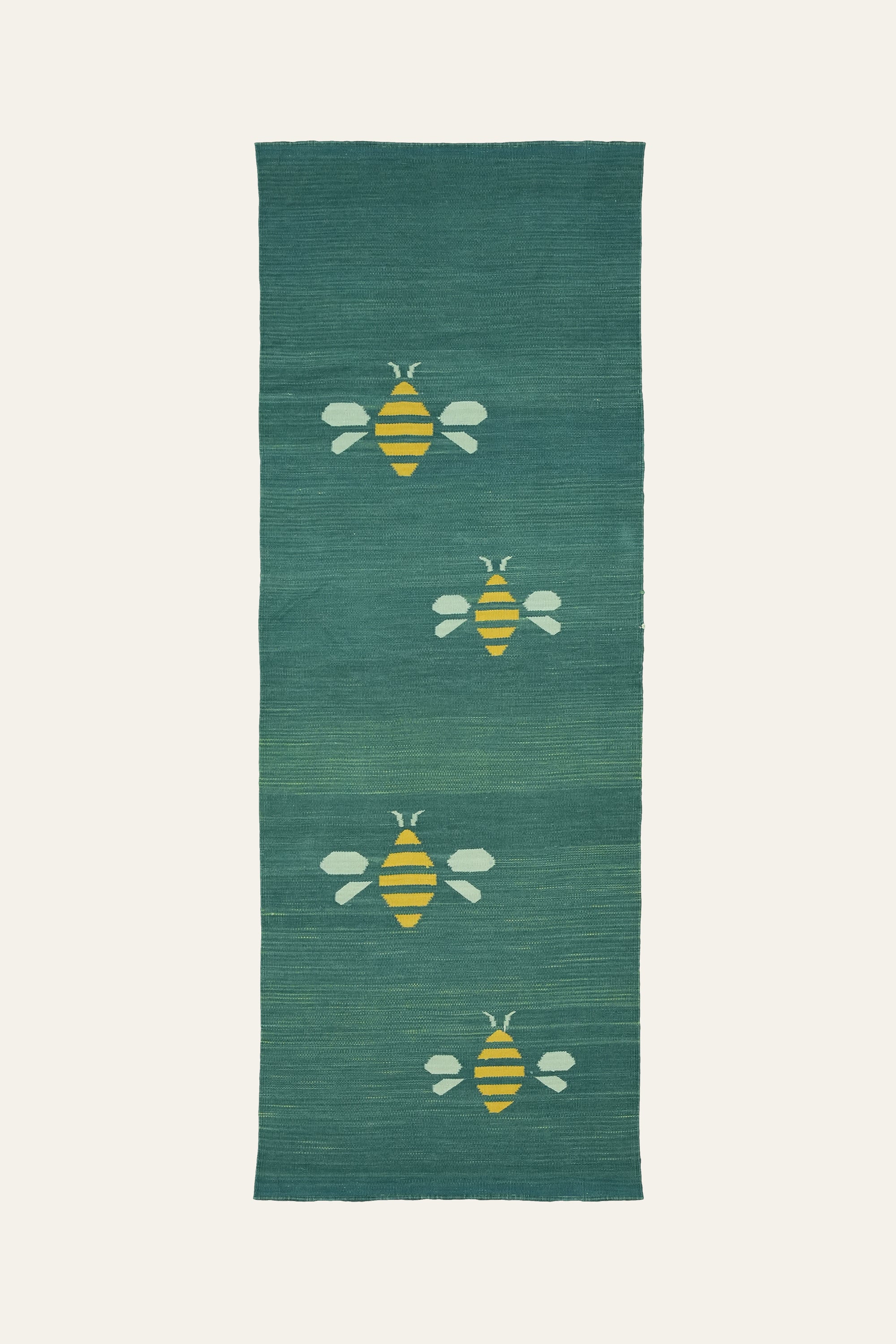 Yellow Bee Pattern Green Cotton Yoga Mat for Kids