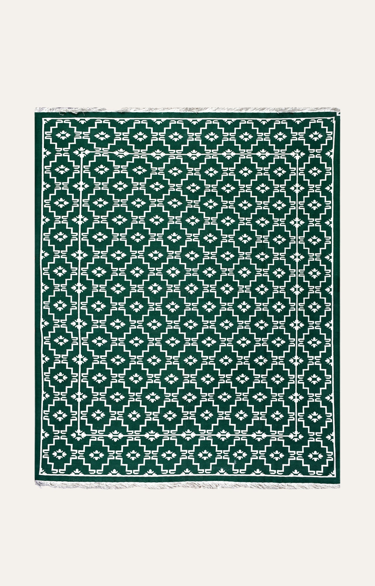 8 x 10 Ft Handwoven Flatweave Trellis Pattern Cotton Rug