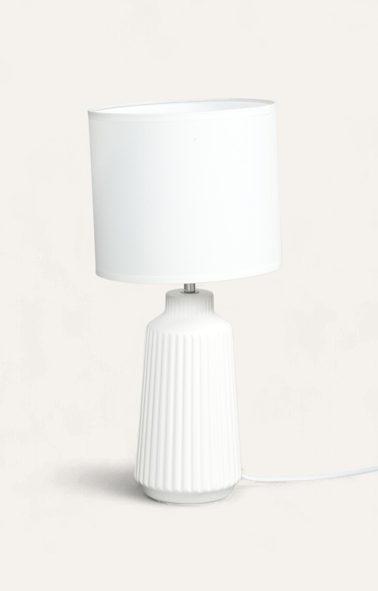 Matte White Fluted Ceramic Table Lamp