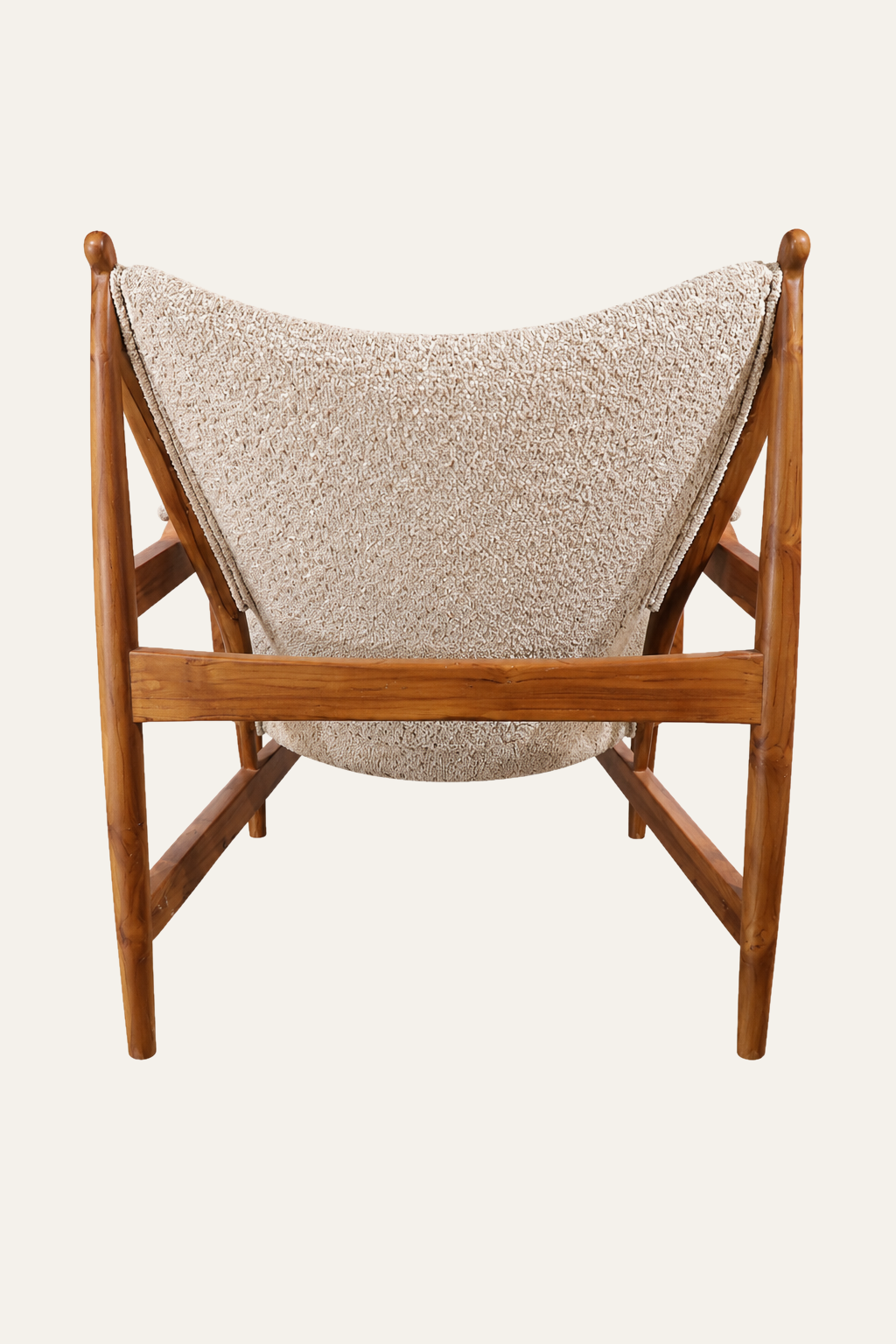 Oak Wood Upholstered Sling Armchair for Reading Corners