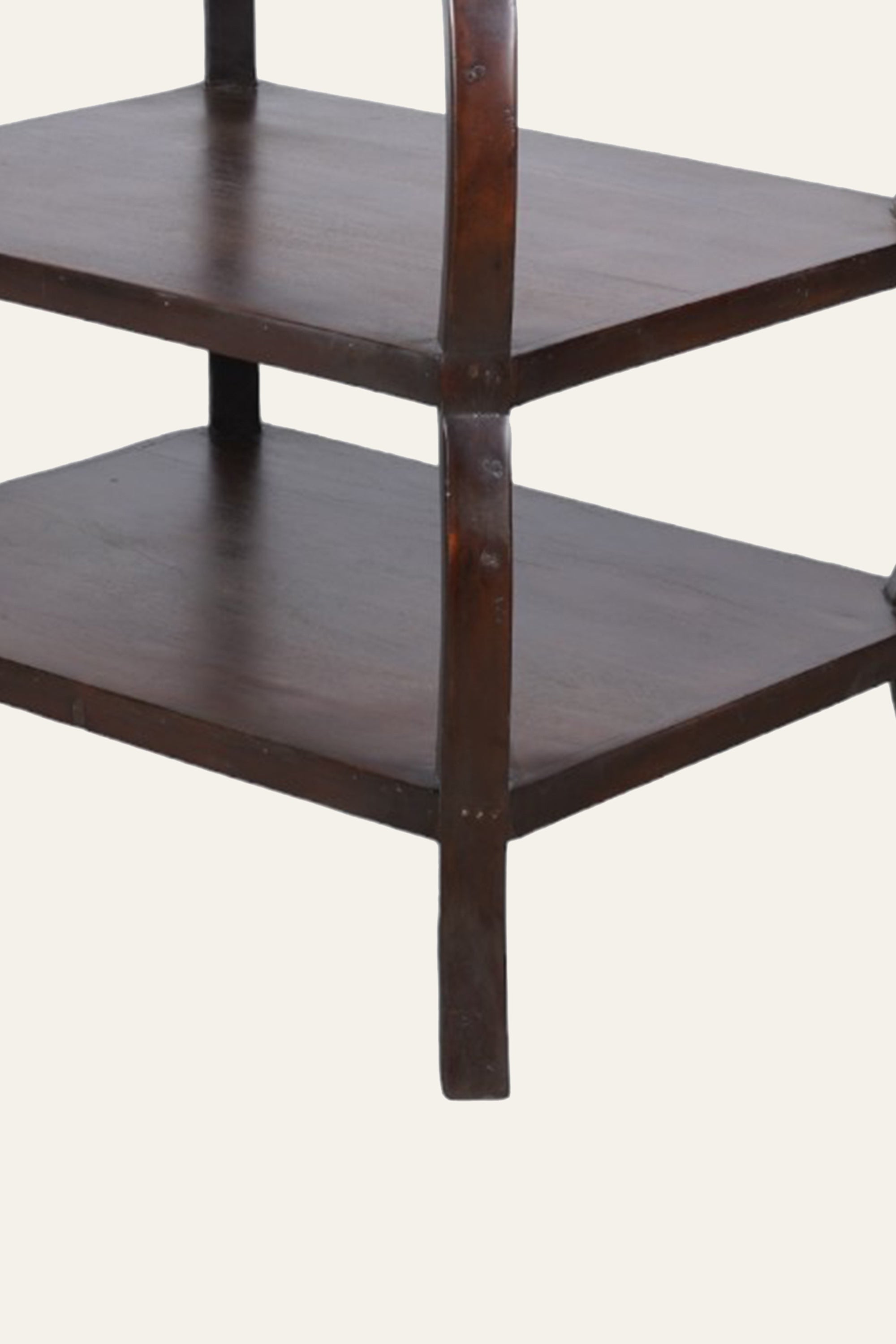 Curved-Leg 3-Tier Wooden Display Shelf for Living Room & Bedroom