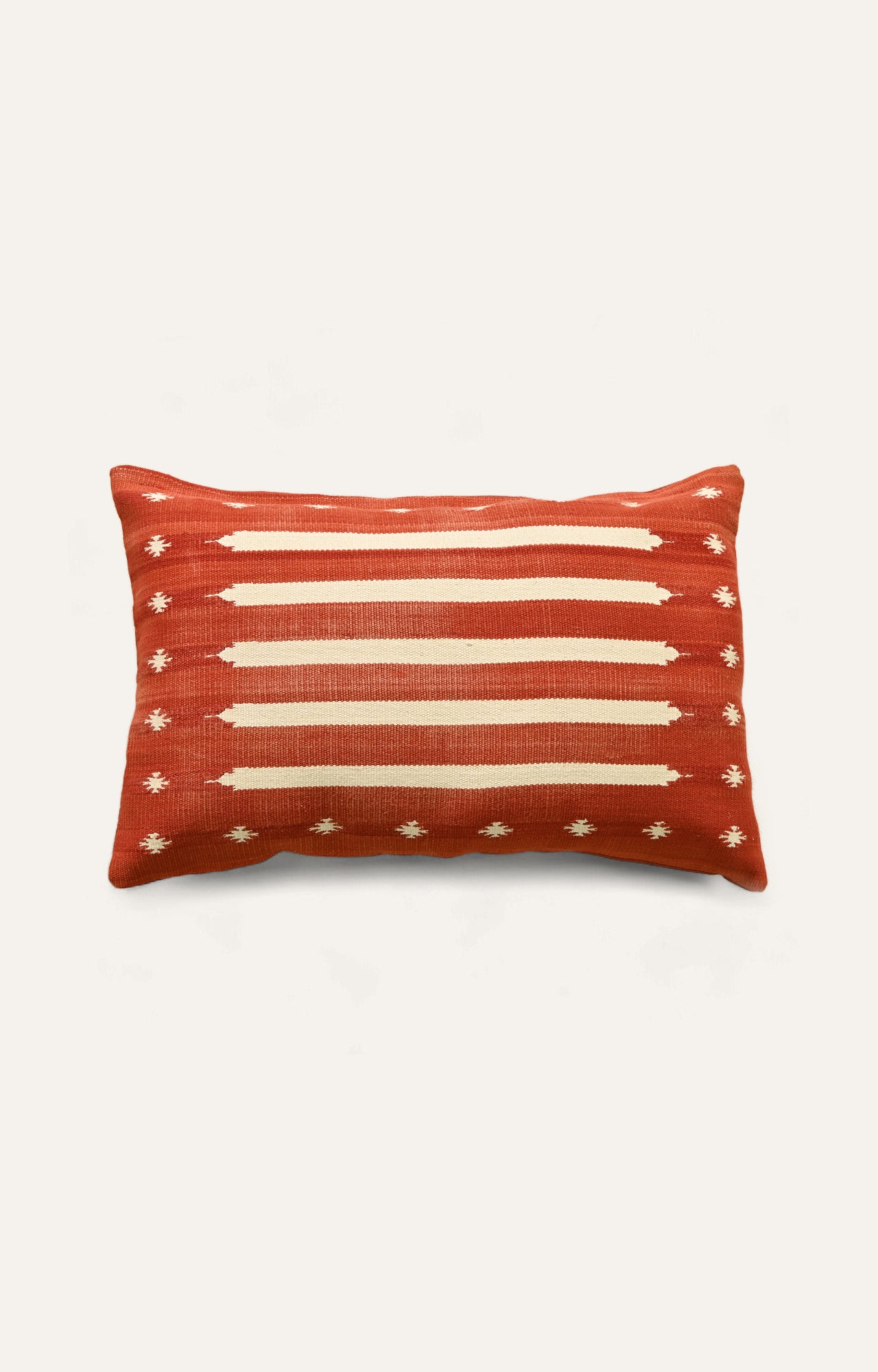 Cherry red cushion slips with white dart motif