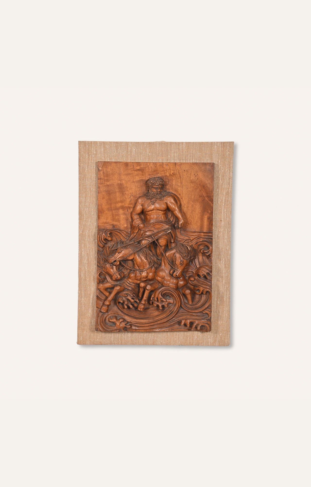 Carved Wooden Panel with Roman Chariot Scene