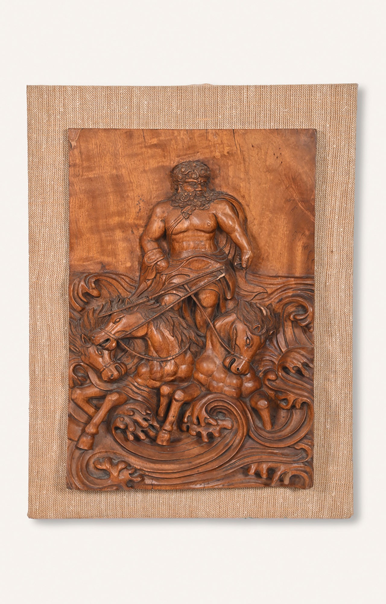 Roman Chariot Bas-Relief Wooden Panel
