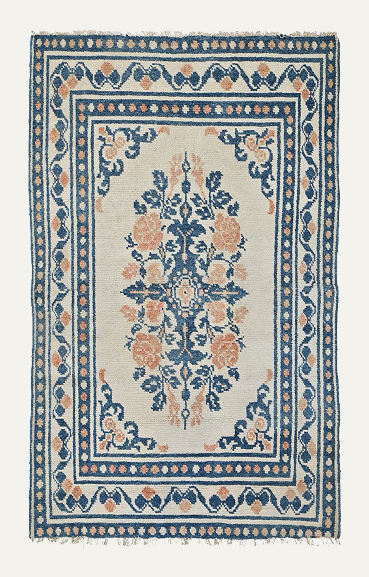 3 x 6 Ft Serene Floral Carpet in Muted Blue Tones