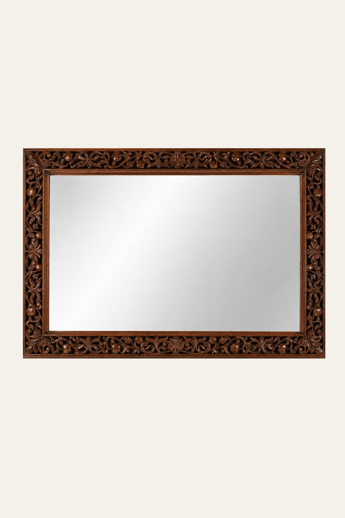 Rectangular Floral Scroll Carved Mirror for Entryways