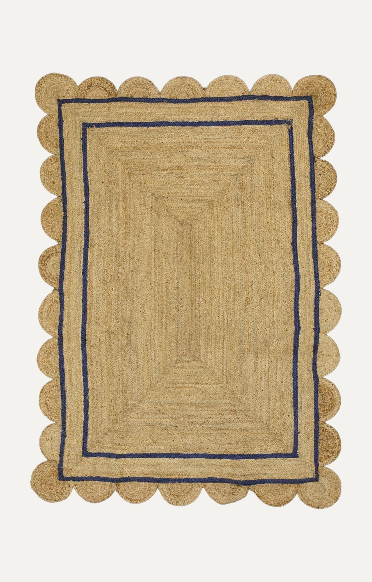 5 x 7 Scalloped Rectangle Handmade Jute Rug