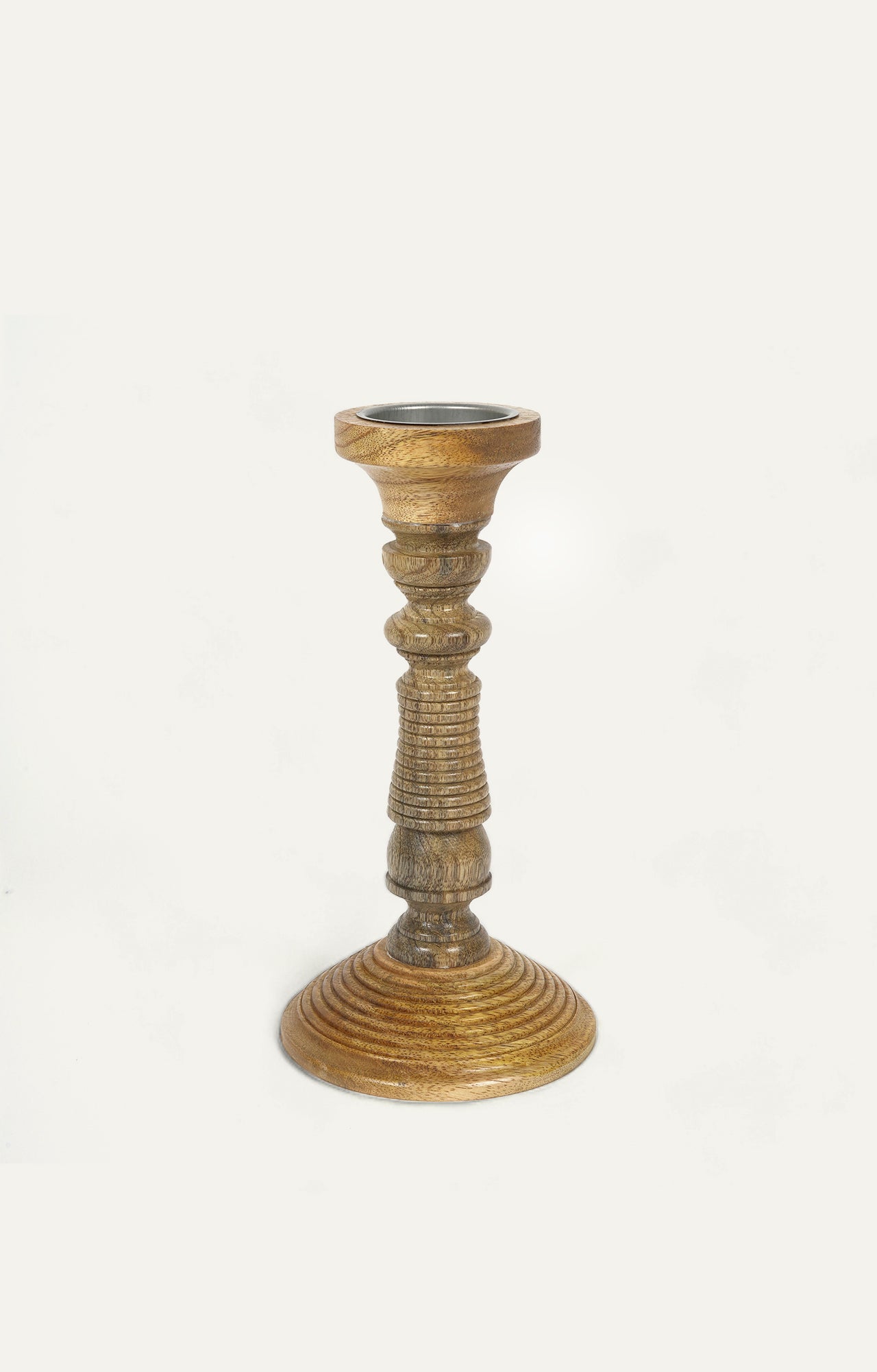 Modern ring angled Wood Candle Stand