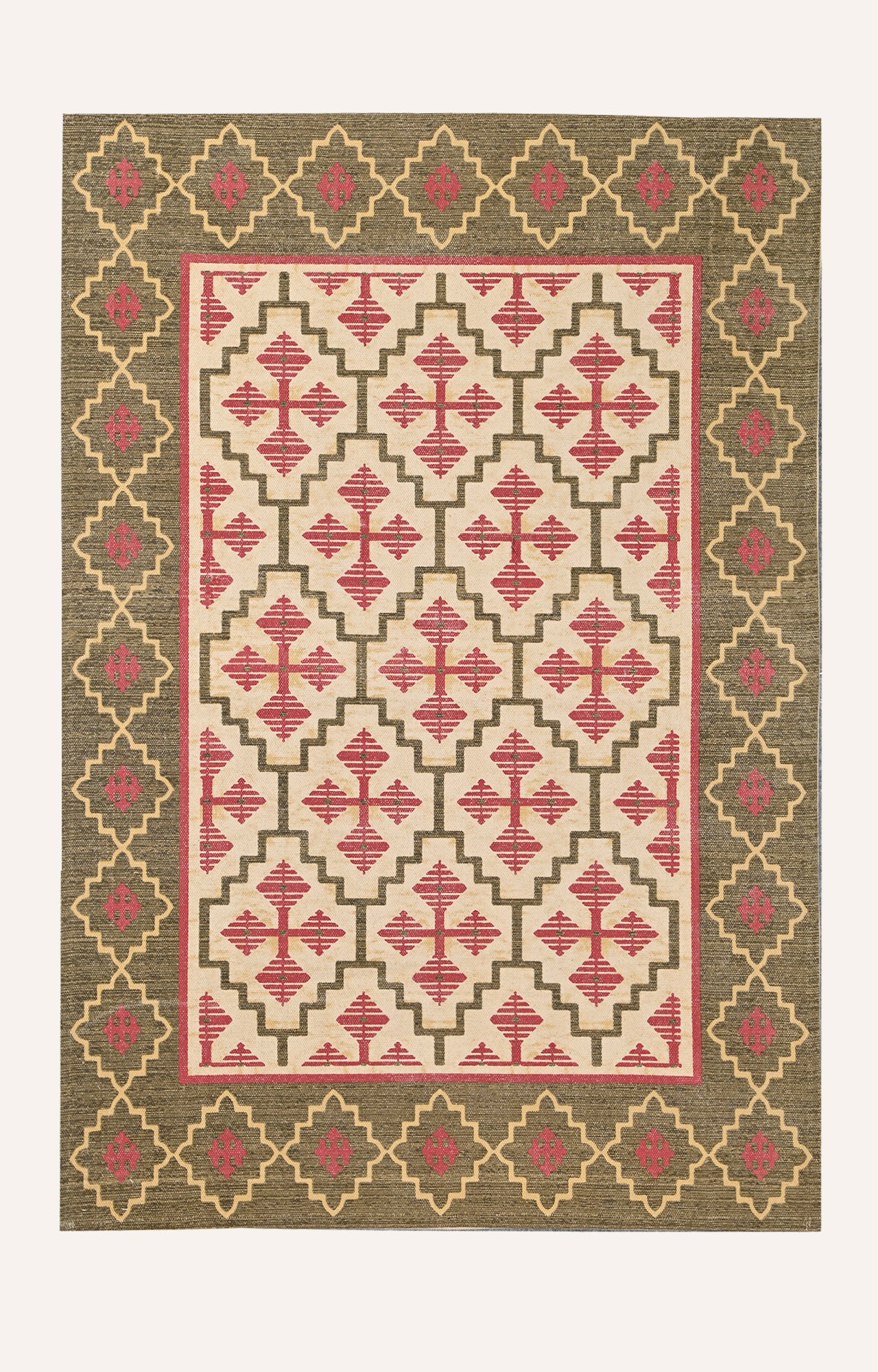 Kilim Block printed Scandinavian Rug