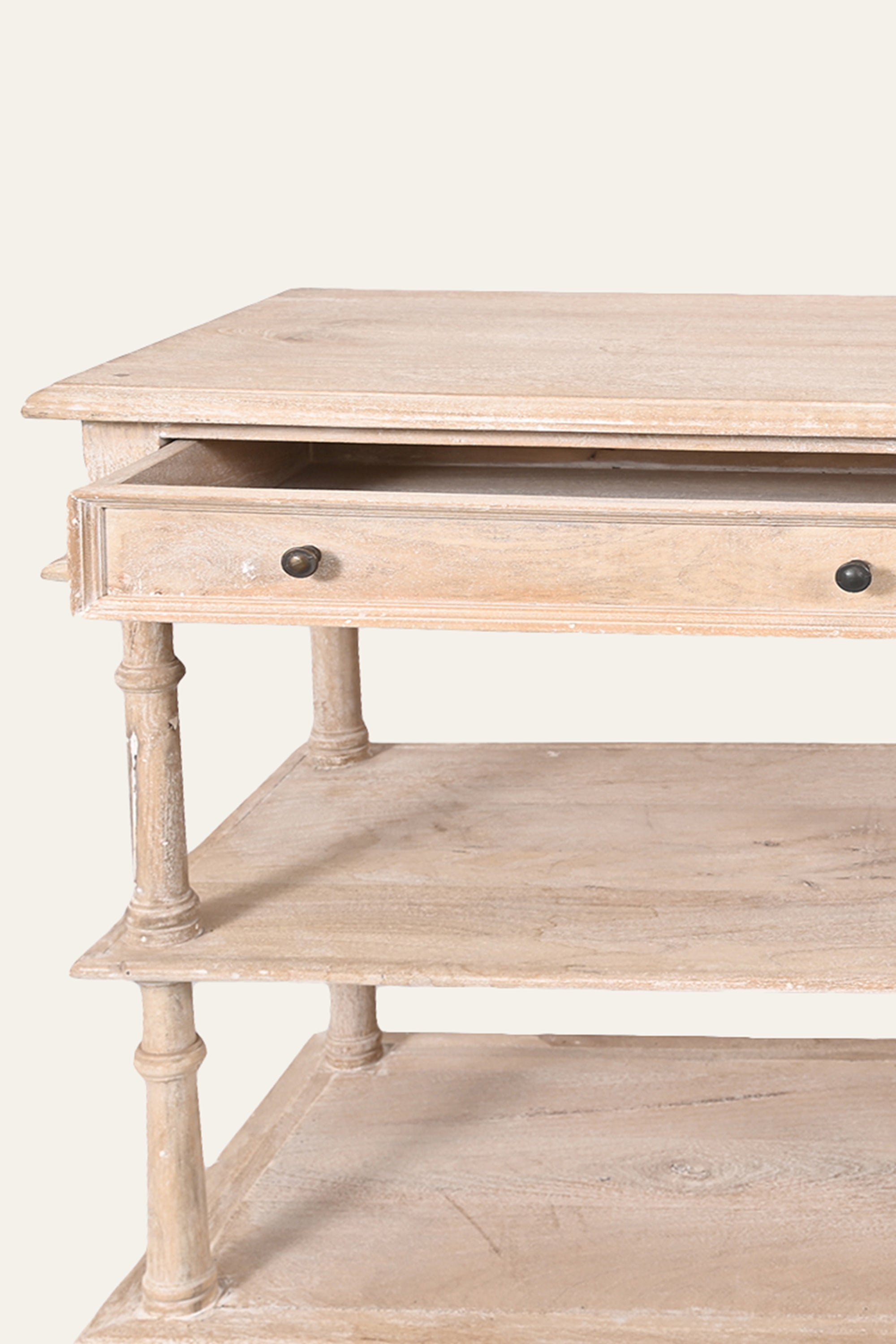Long Open 3-Tier Console Shelf for Living Room Display & Storage
