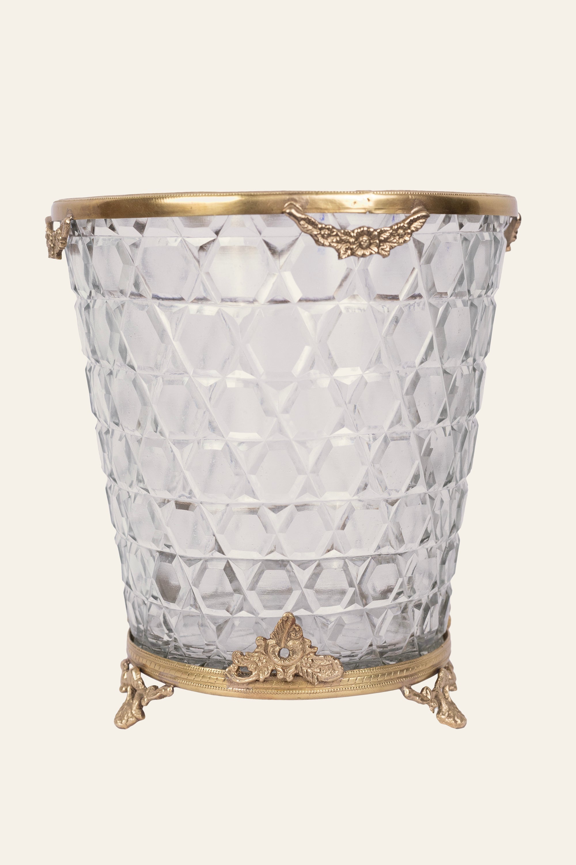 Vintage Style Brass & Glass Ice Bucket | Premium Barware for Home