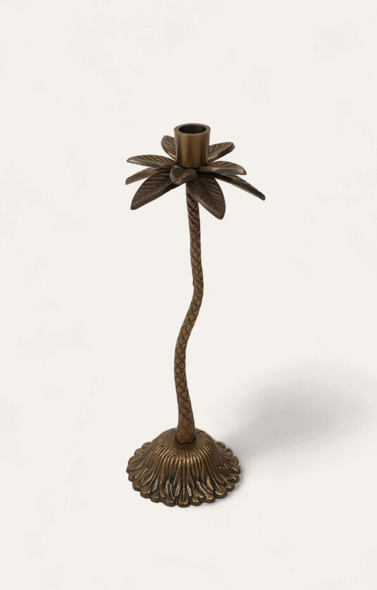 Antique Bronze Palm Tree Candle Holder