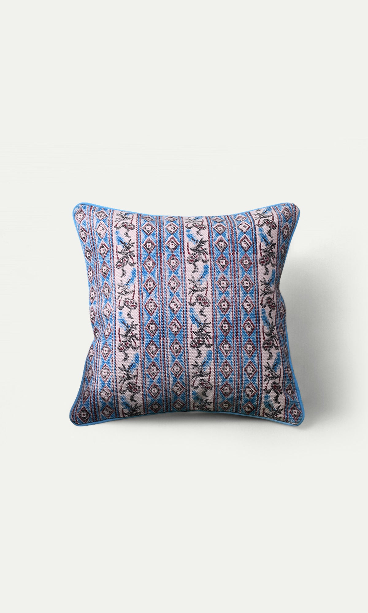 Blue Printed Cotton Cushion Cover