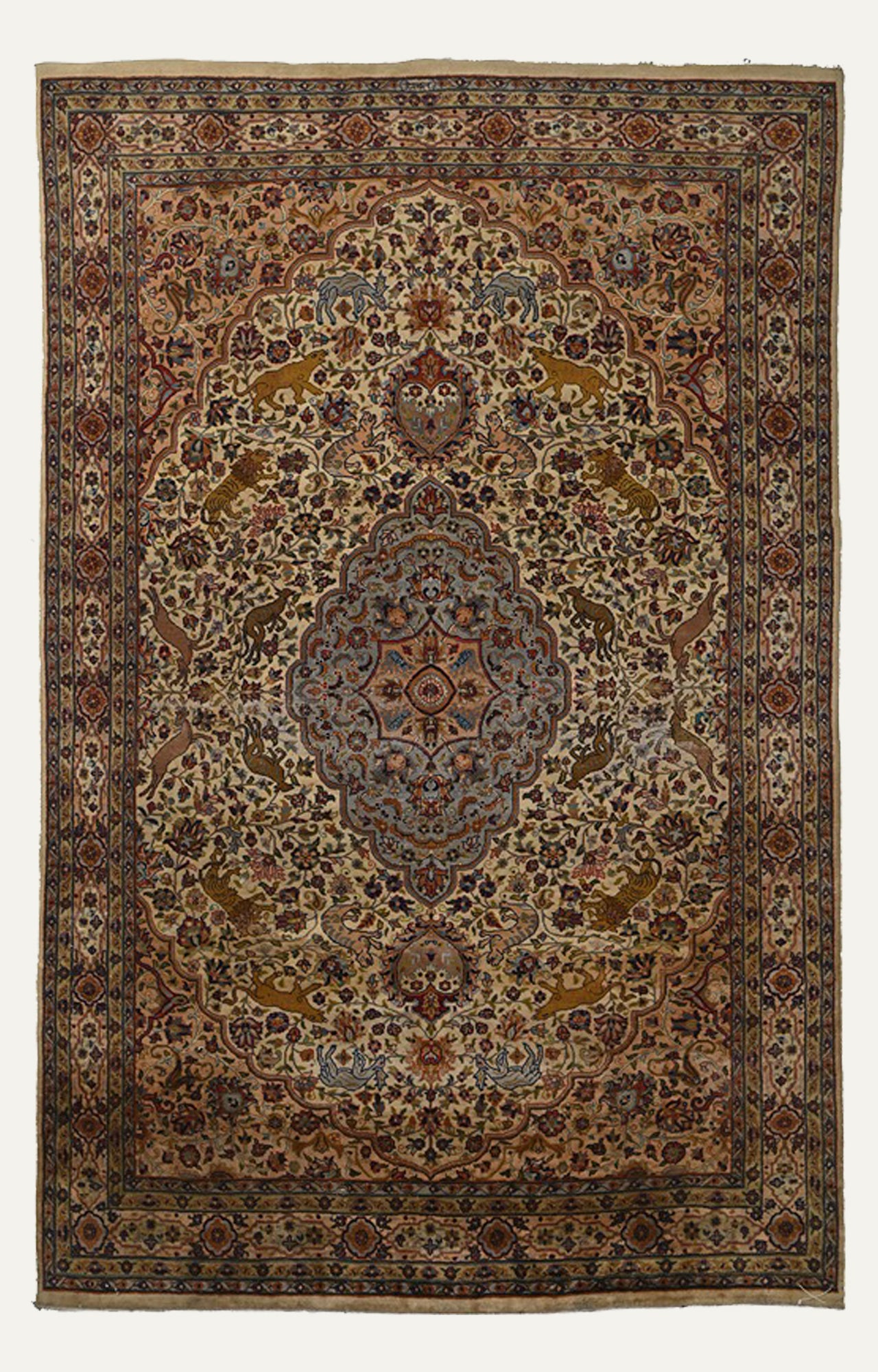 5 x 8 Ft  Vintage Handknotted carpet with intricate motifs and medallion pattern