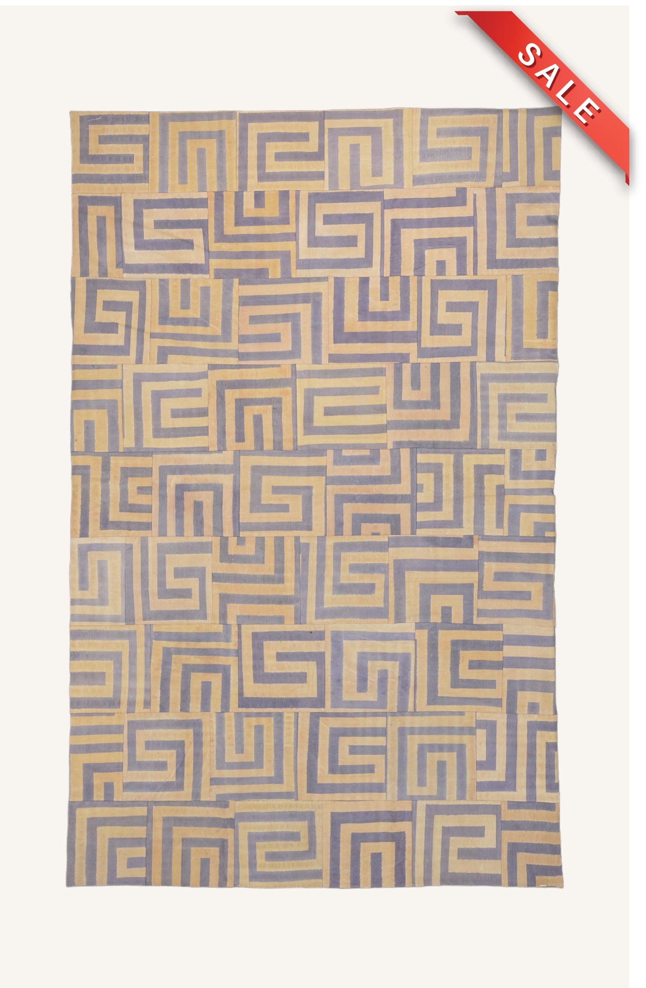 6.2 x 9.9 Ft Flowing Muted Yellow & Grey Patchwork Cotton Rug