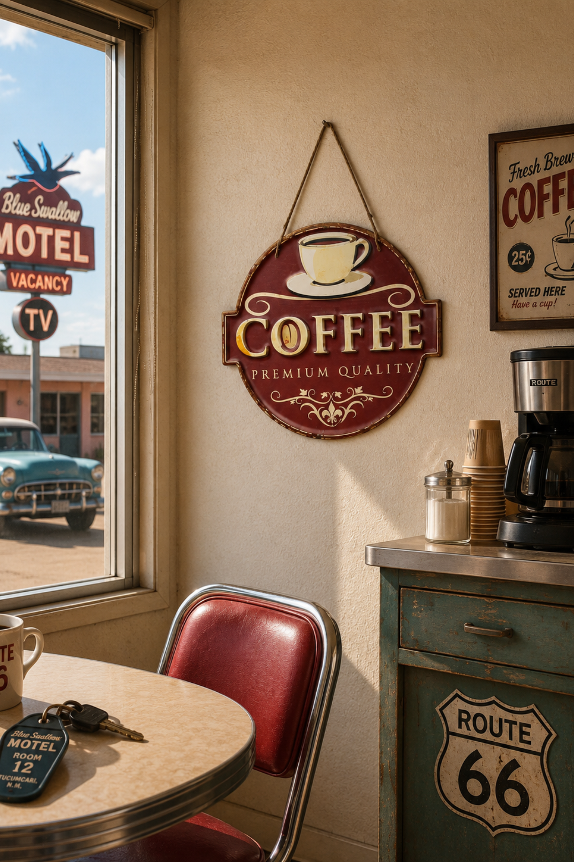 Round  Coffee Metal Wall Board for Wall Decor