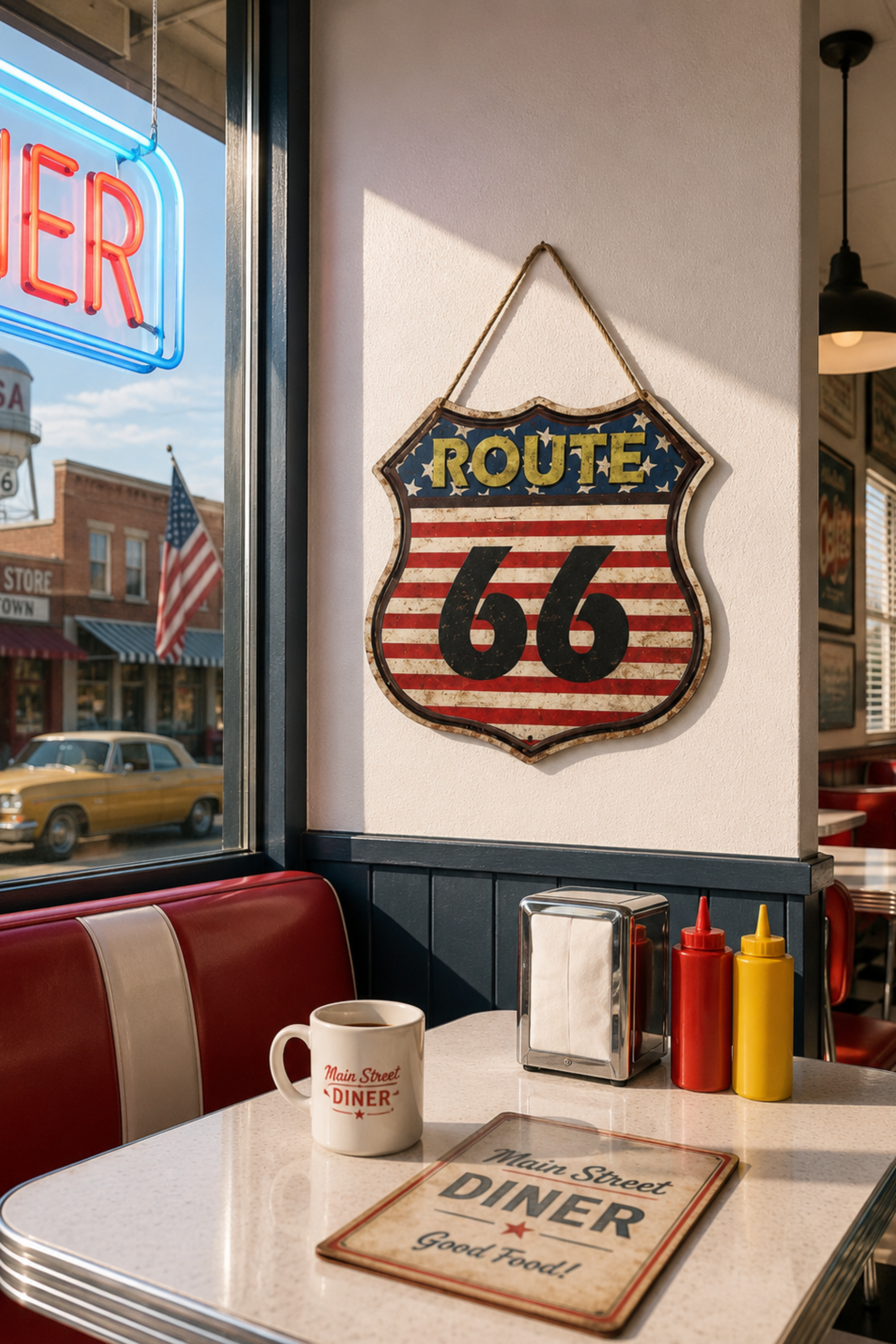 Route 66 Vintage Metal Wall Sign